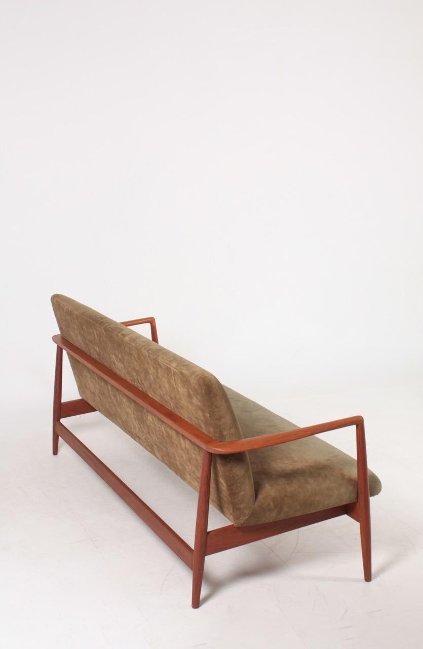 Midcentury Sofa in Teak and Velvet by C.B Hansen, 1950s 1