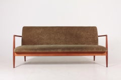 Divano di metà secolo in teak e velluto di C.B. Hansen, anni '50