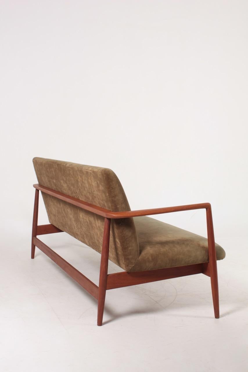 Danish Midcentury Sofa in Teak and Velvet by C.B Hansen, 1950s