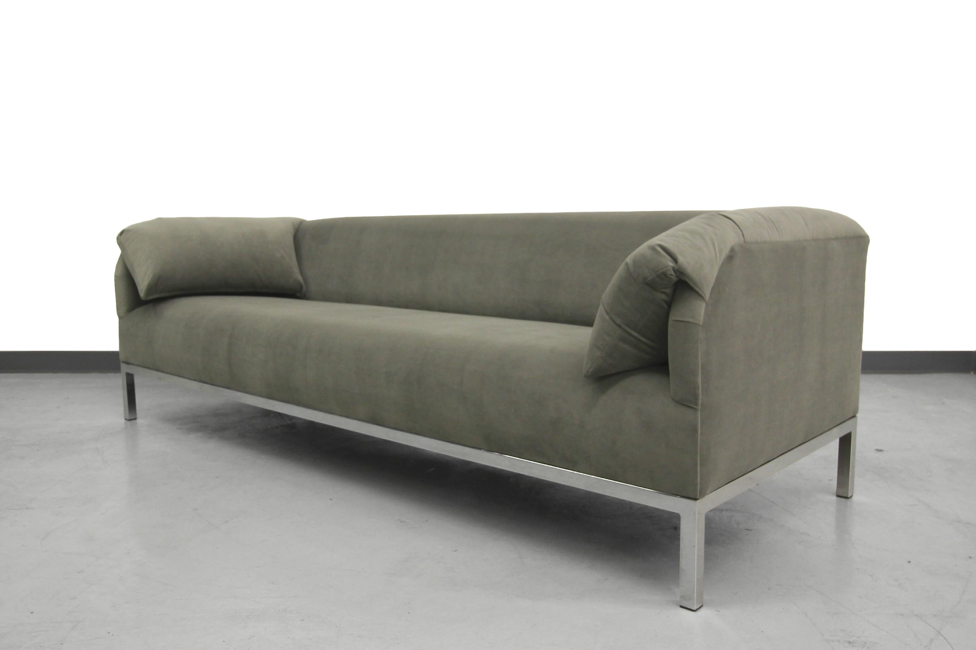Minimalist Mid-century Sofa with Chrome Base