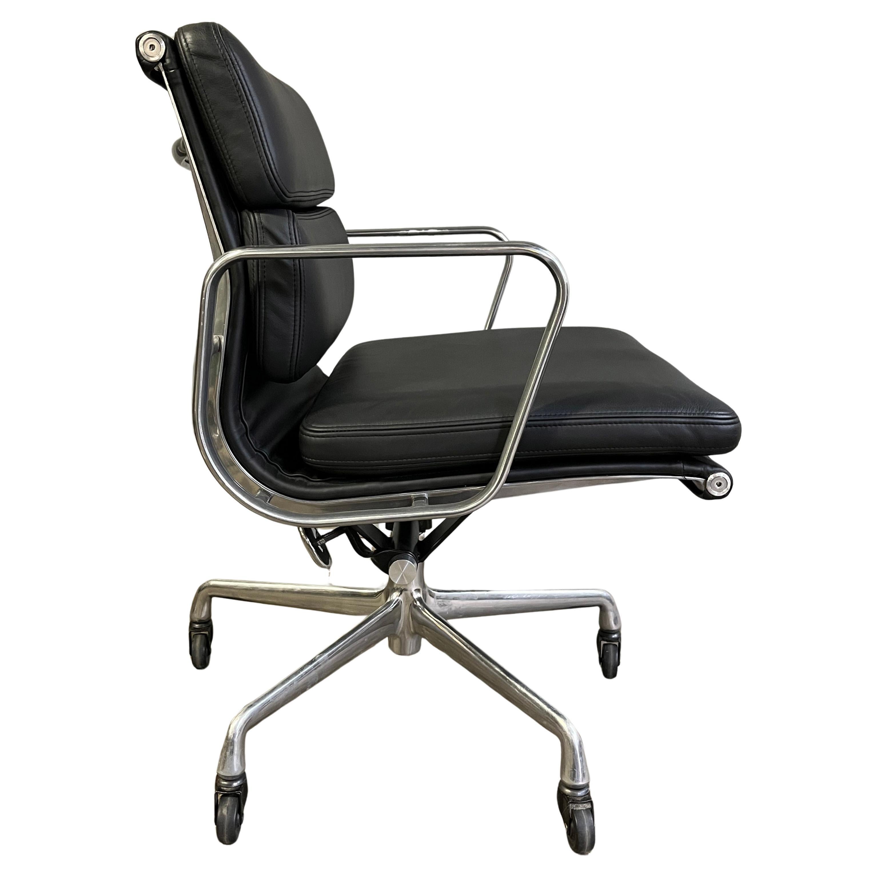 Midcentury Black Soft Pad Chair by Eames for Herman Miller