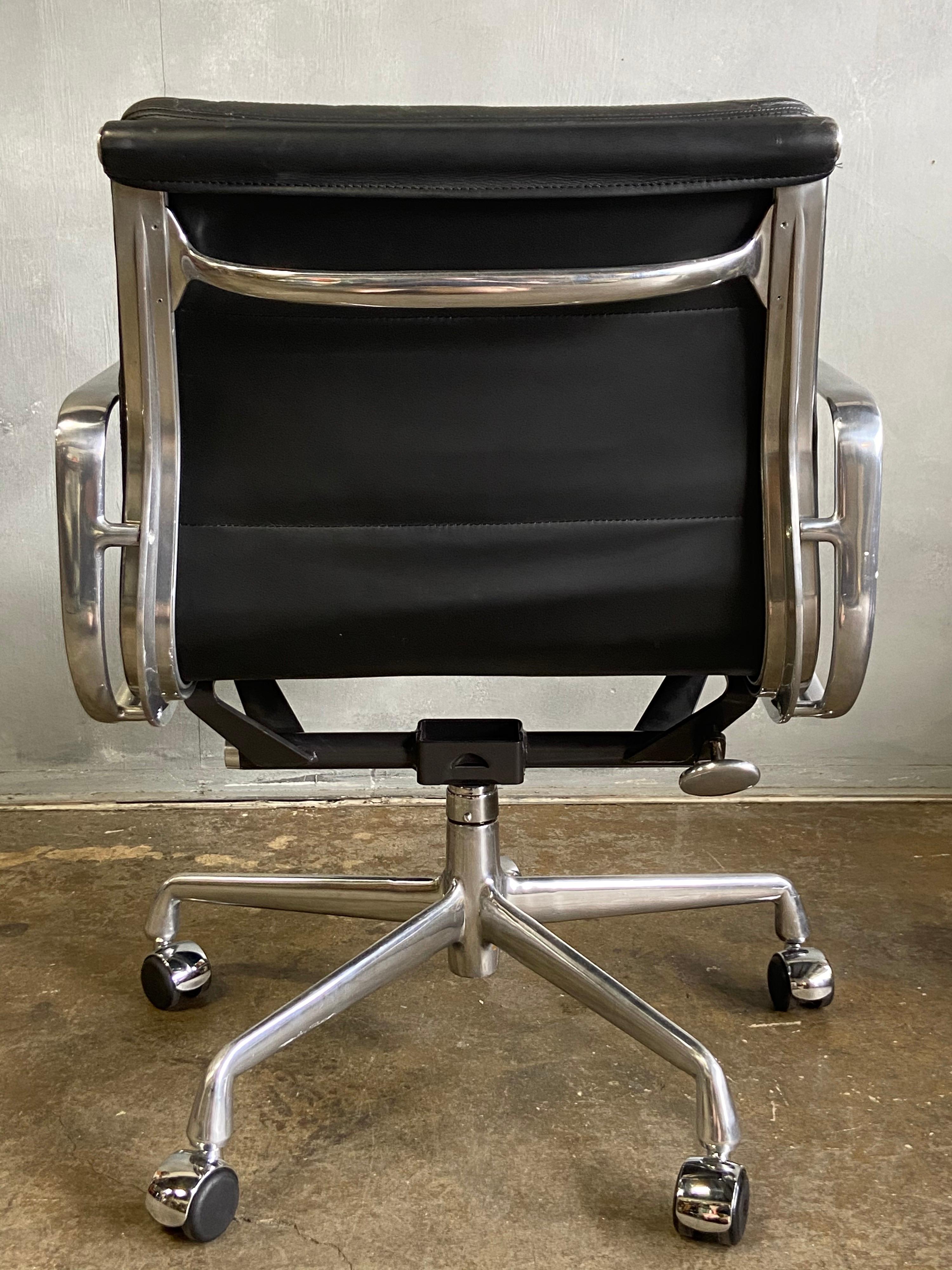 Mid-Century Modern Eames for Herman Miller Soft Pad Chairs in Black Leather