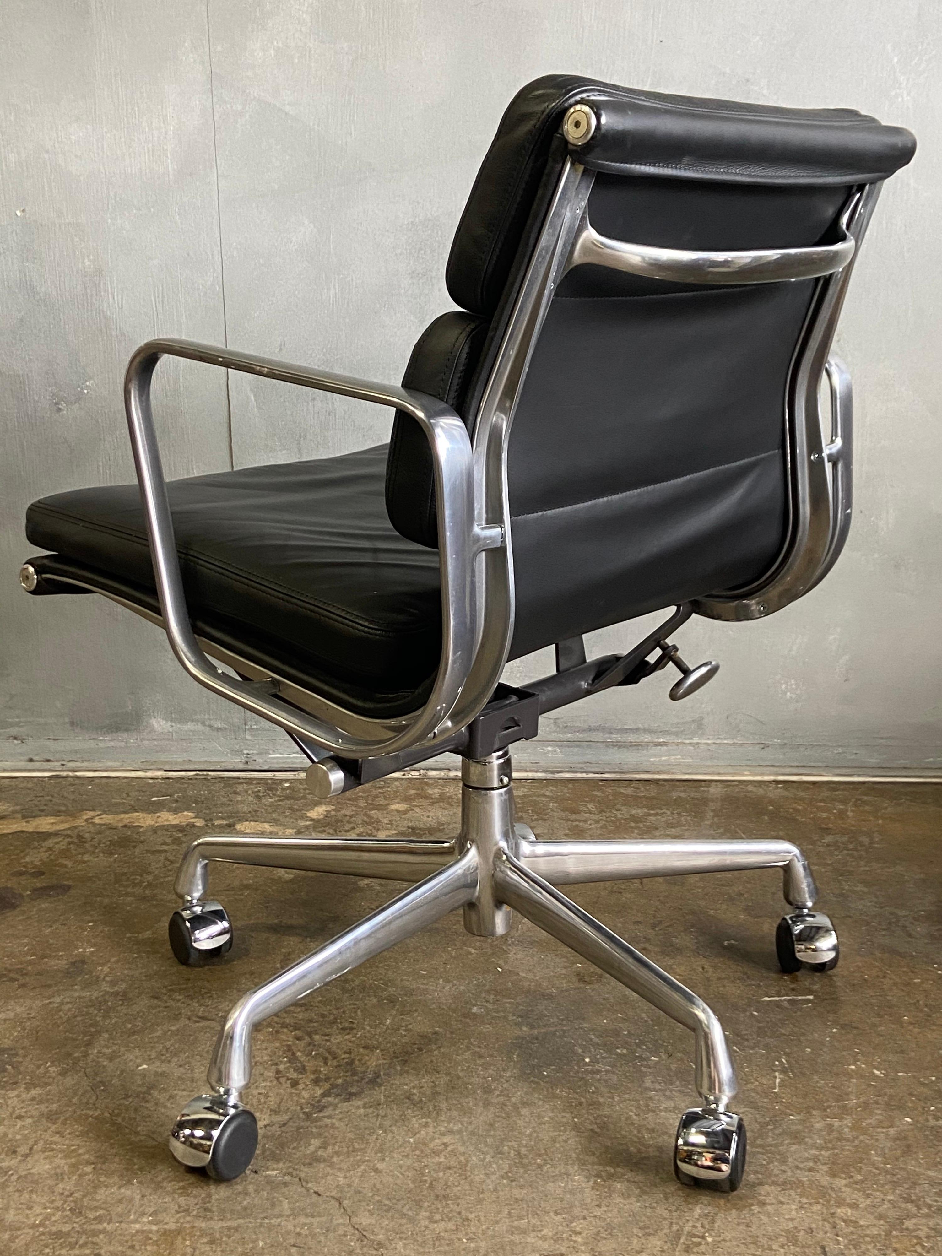 Midcentury Soft Pad Chairs in Black Leather In Good Condition In BROOKLYN, NY