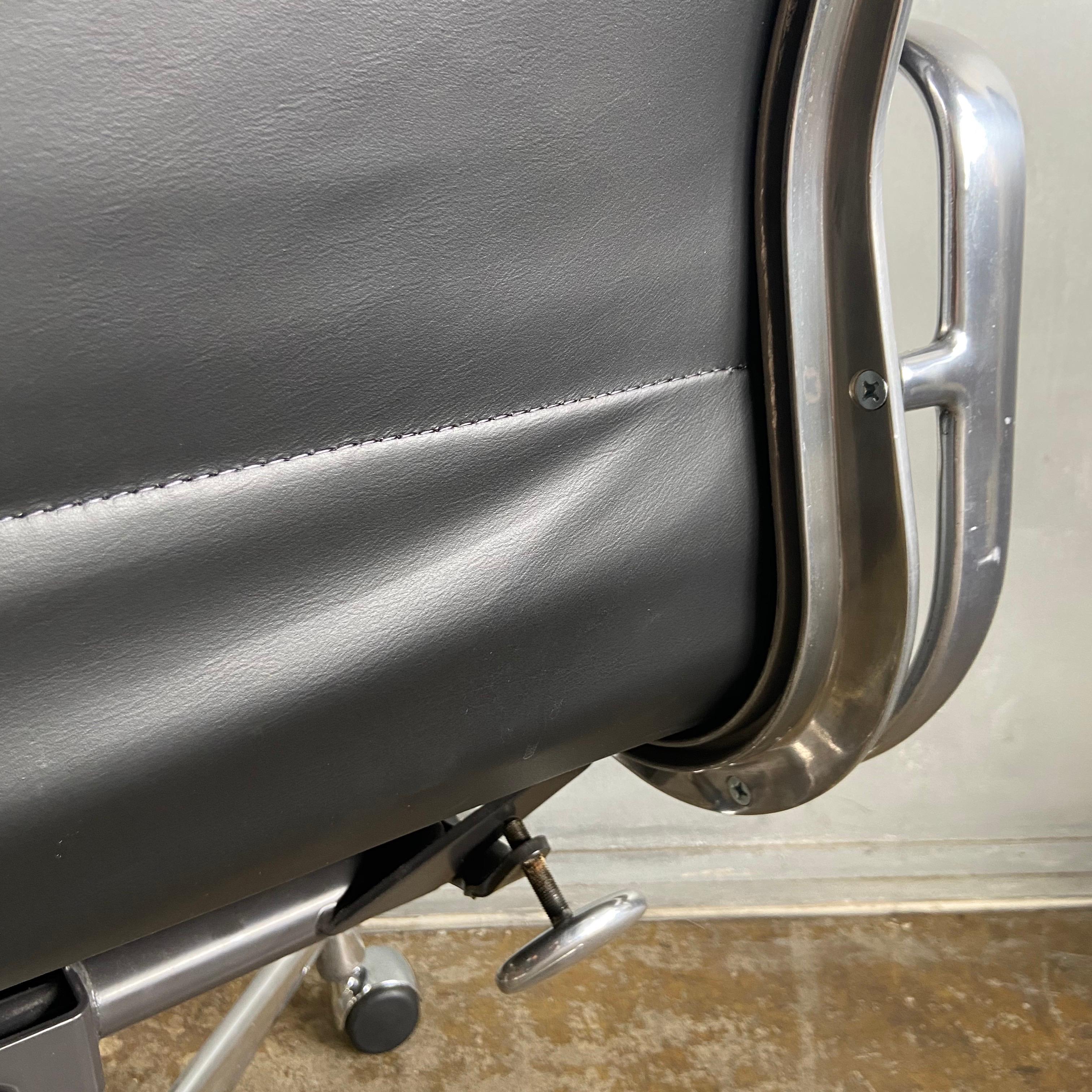 Aluminum Eames for Herman Miller Soft Pad Chairs in Black Leather