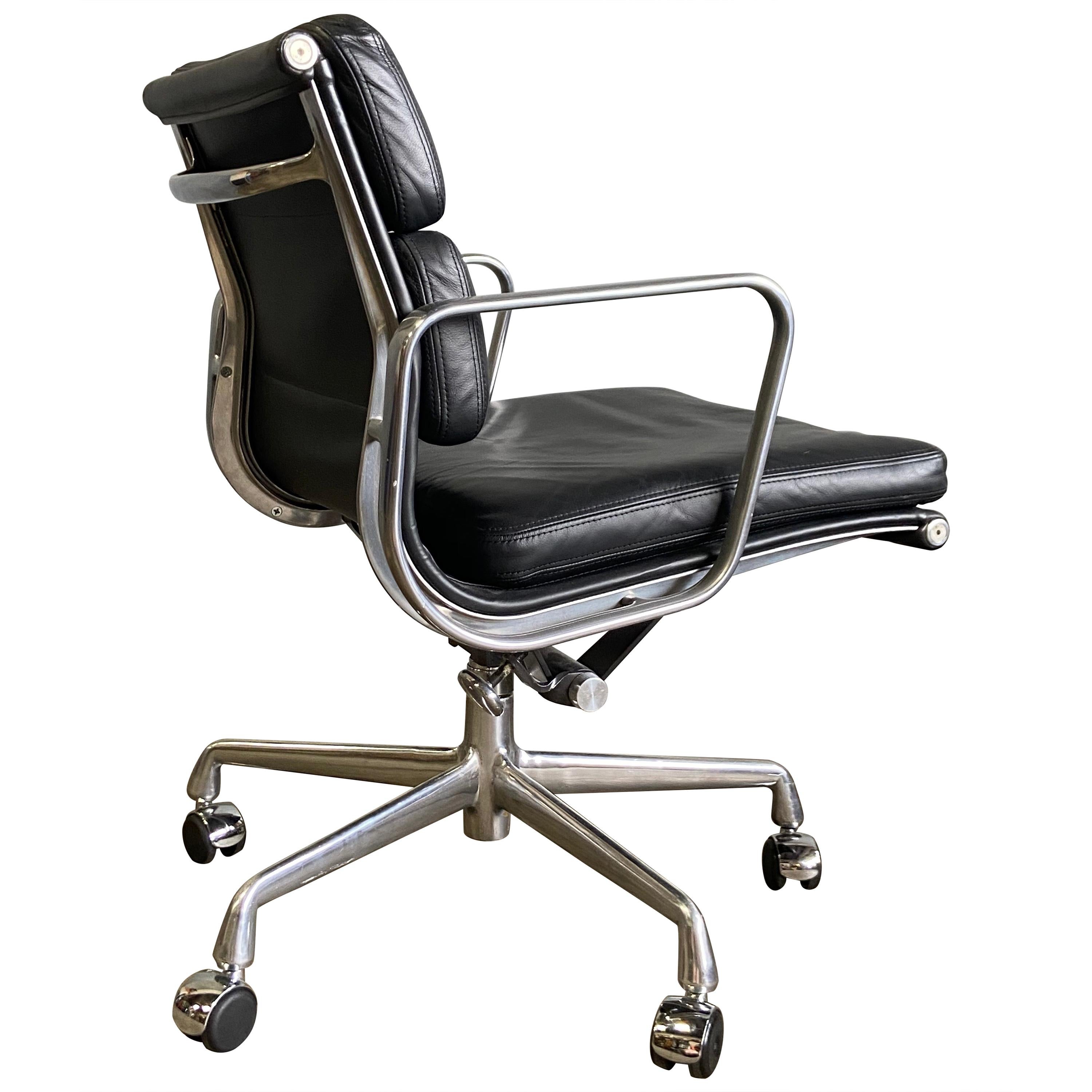 Eames for Herman Miller Soft Pad Chairs in Black Leather
