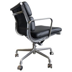 Midcentury Herman Miller Soft Pad Chairs in Black Leather 