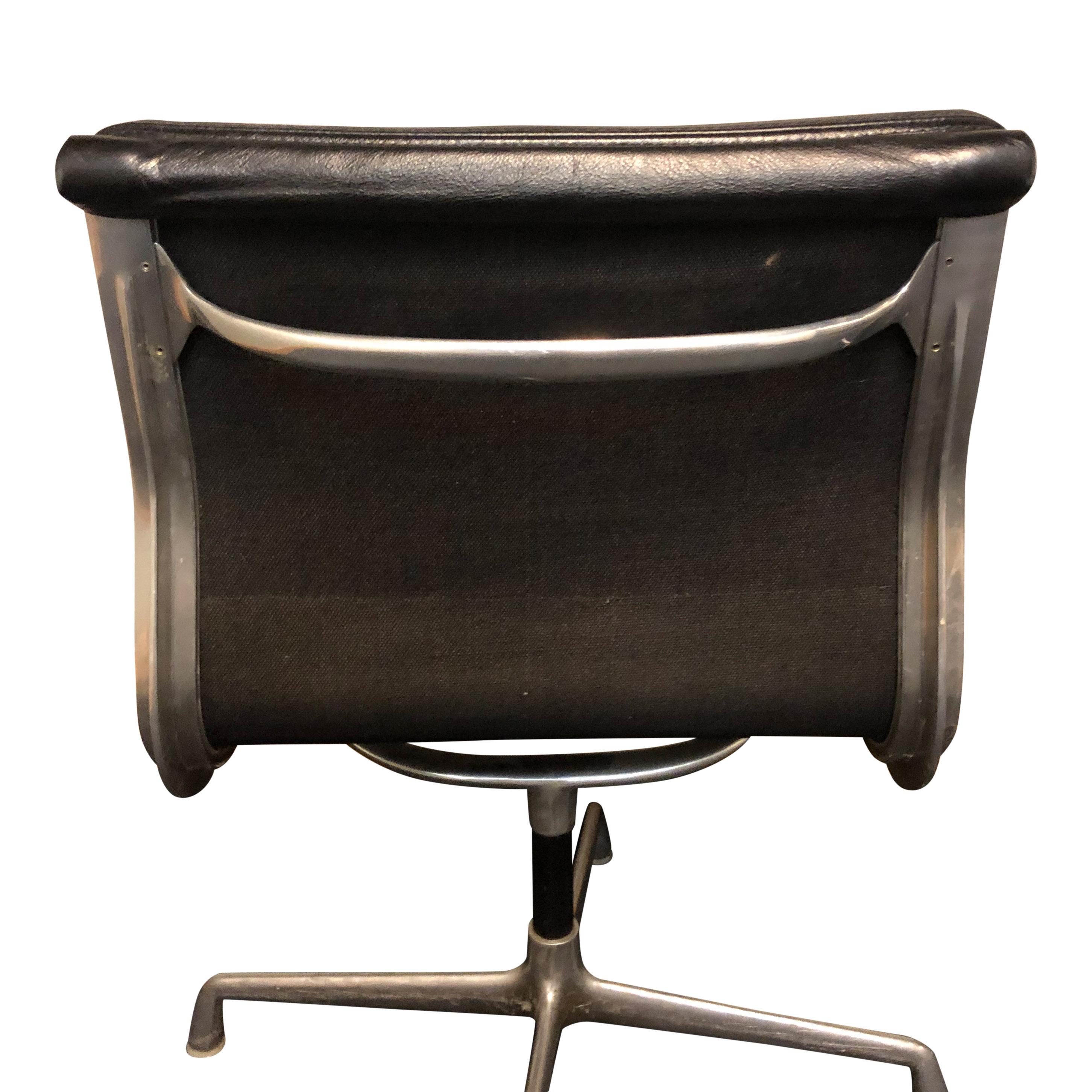 Midcentury Soft Pad Side Chairs by Eames for Herman Miller in Black Leather 2