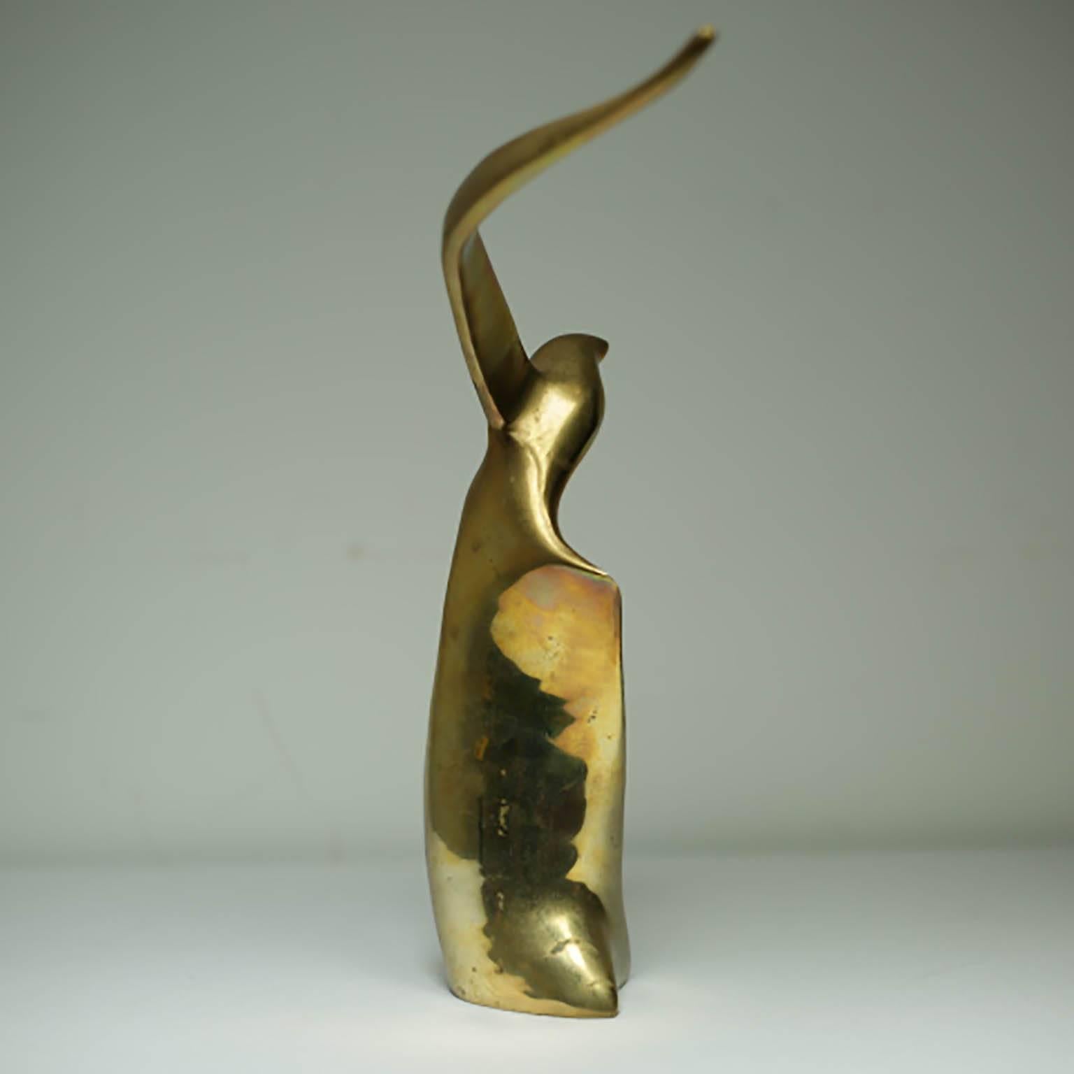 Midcentury Solid Brass Albatross Sculpture, circa 1960s In Excellent Condition In San Francisco, CA