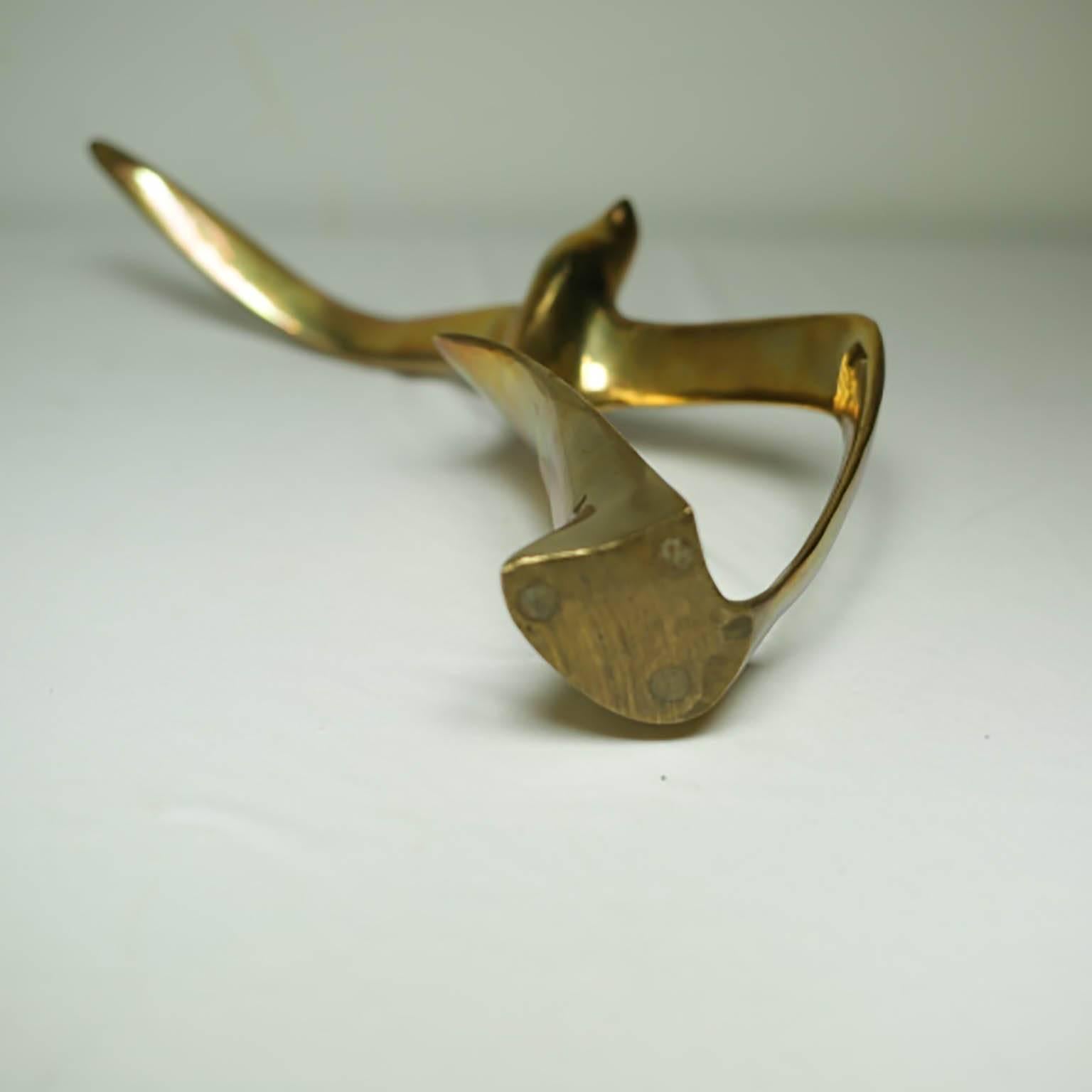 20th Century Midcentury Solid Brass Albatross Sculpture, circa 1960s