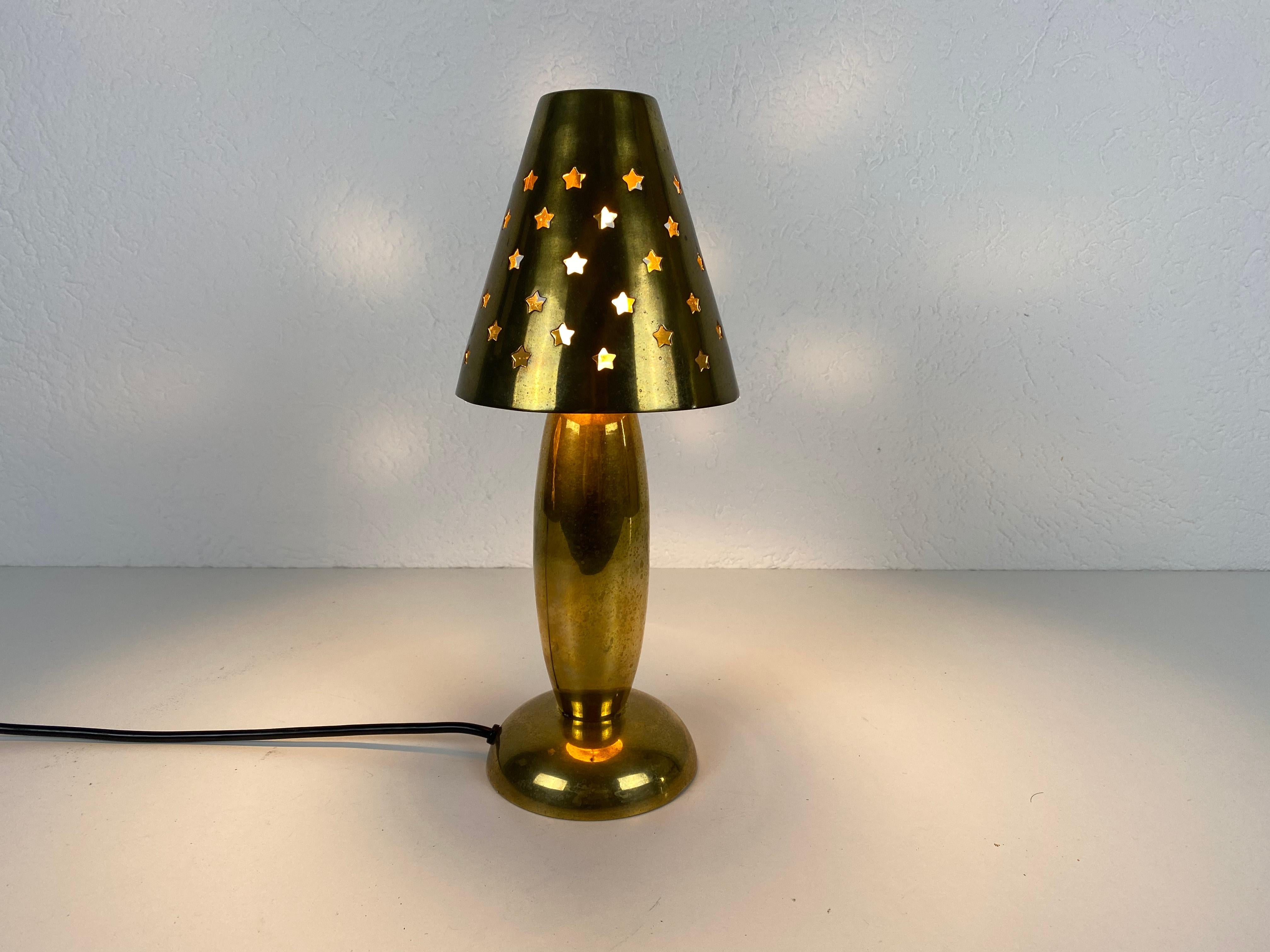 Mid-Century Modern Midcentury Solid Brass Table Lamp by Studio Lambert, 1980s For Sale