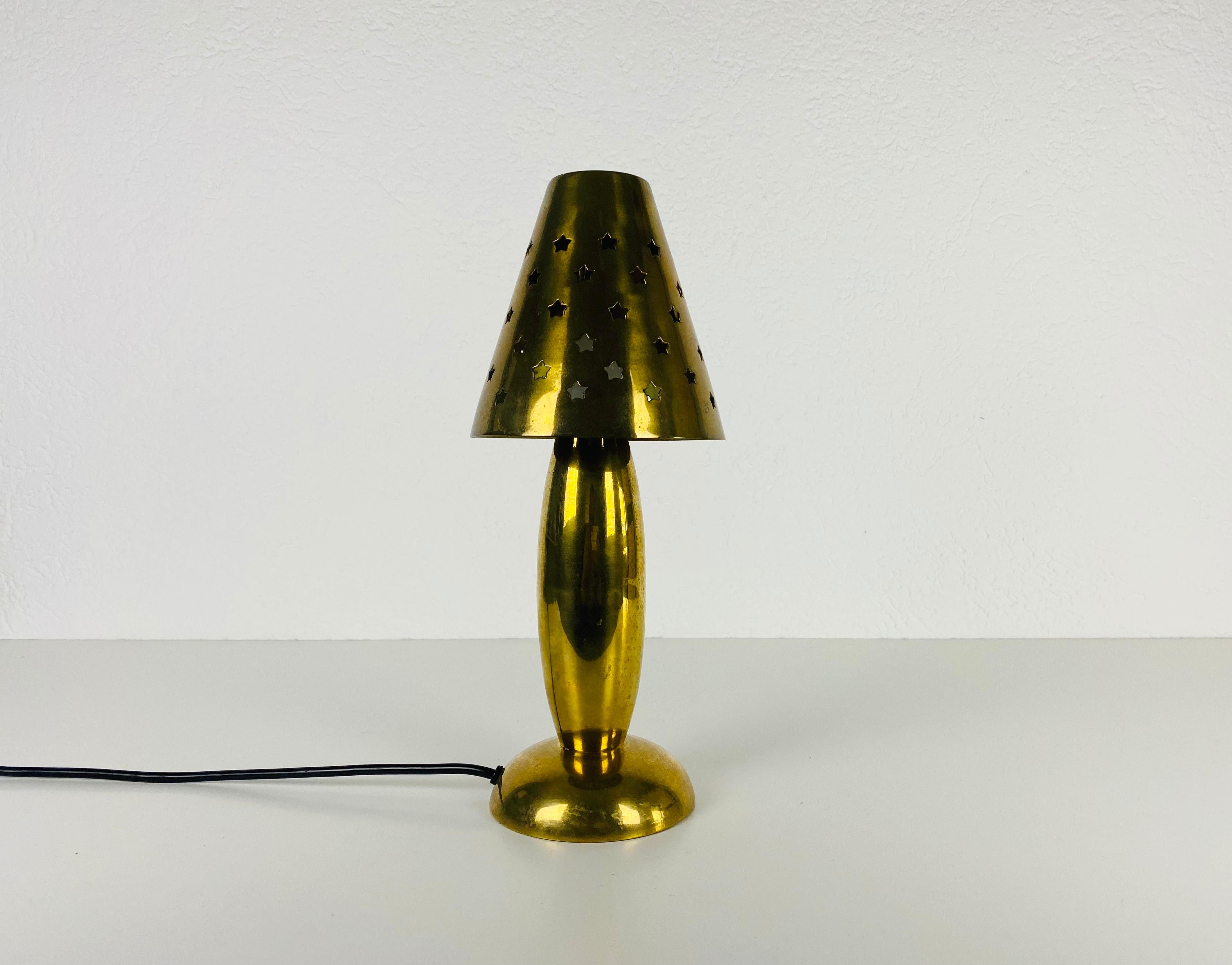 German Midcentury Solid Brass Table Lamp by Studio Lambert, 1980s For Sale