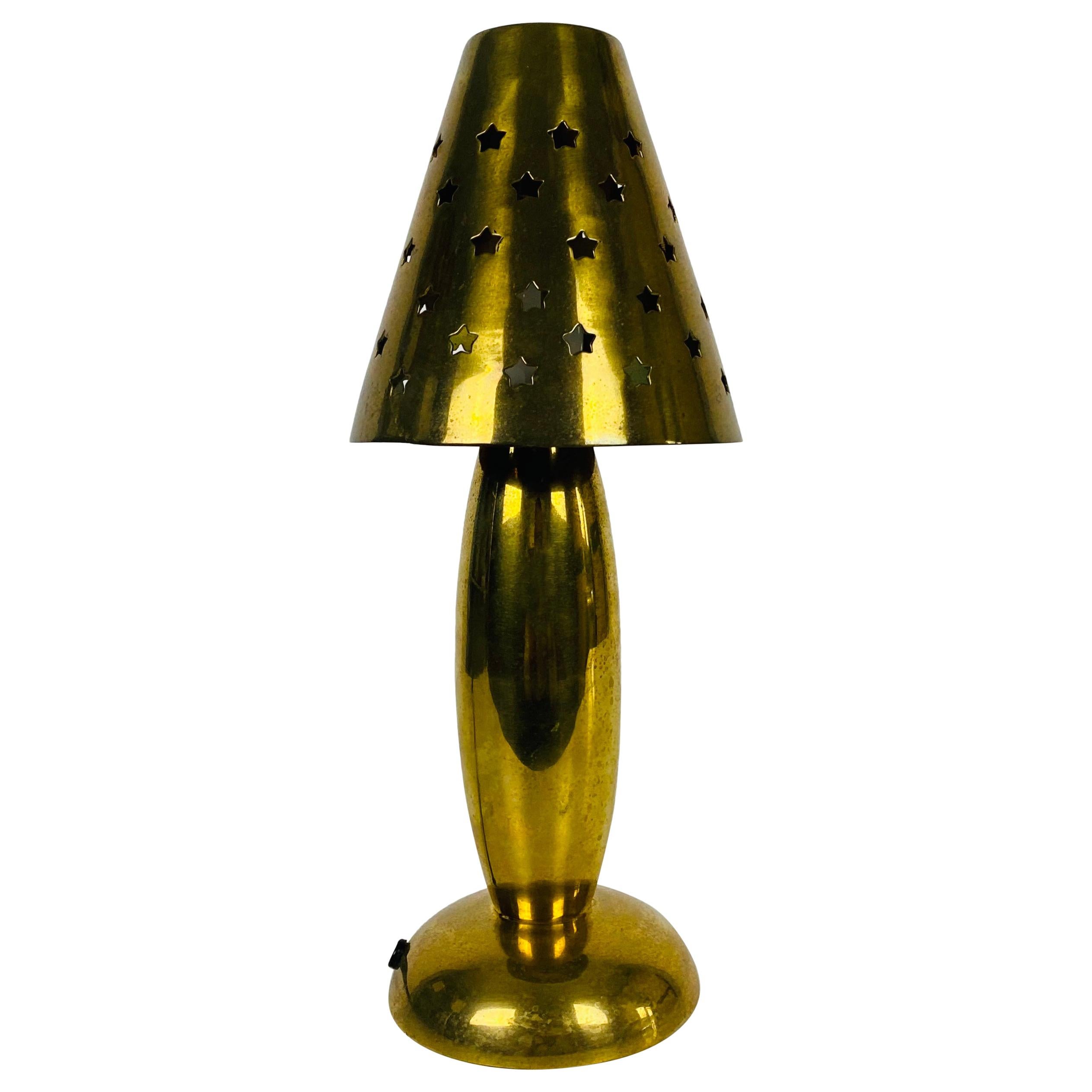Midcentury Solid Brass Table Lamp by Studio Lambert, 1980s For Sale