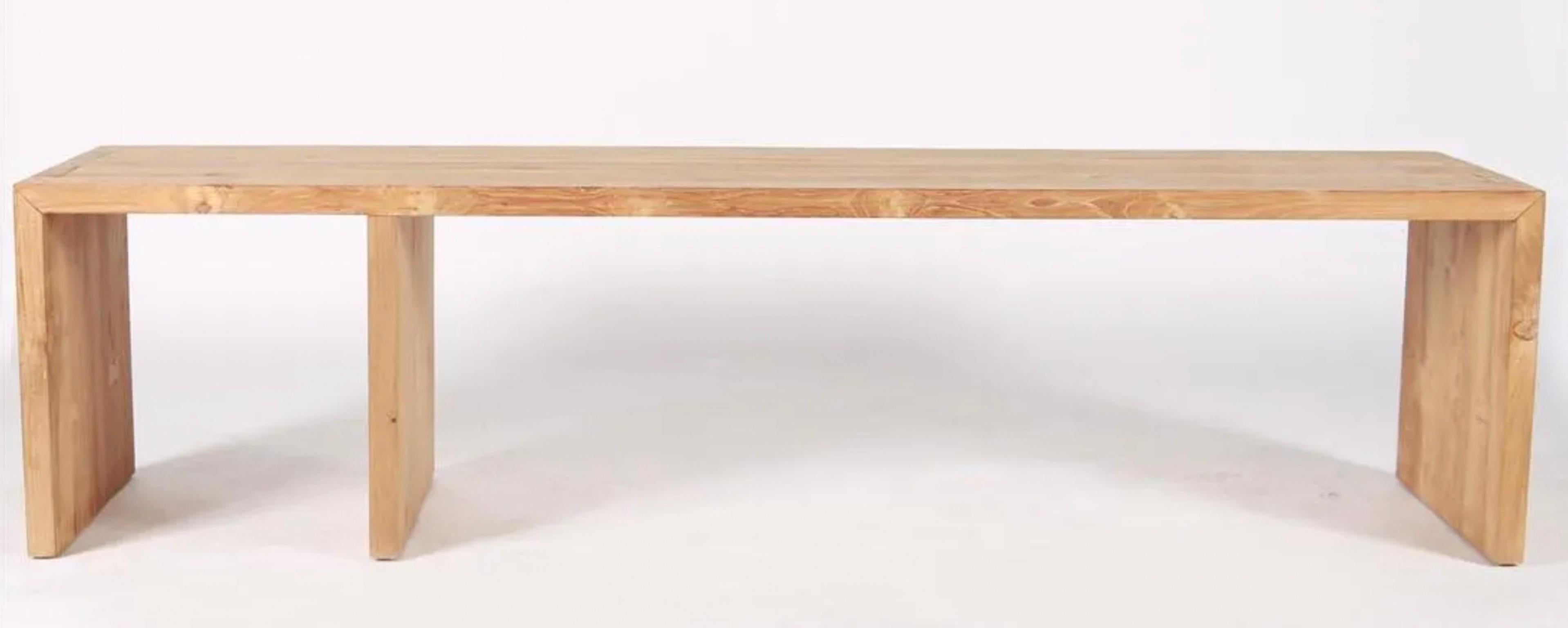 20th Century Midcentury Solid Cherry American Studio Craft Bench on 3 Legs with Bowtie Joints For Sale