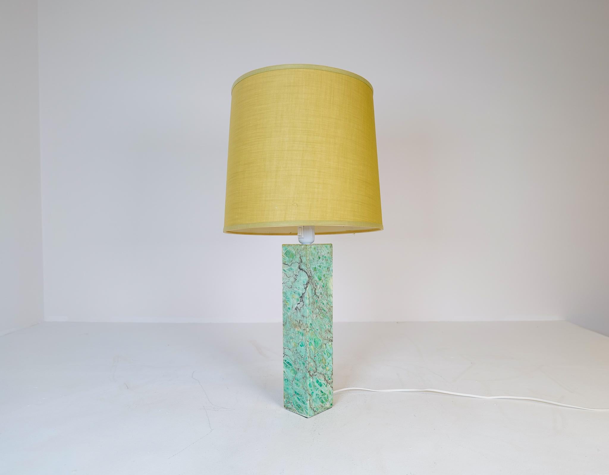 Mid-Century Modern Midcentury Solid Green Marble Table Lamp Bergbom Sweden 1960s For Sale