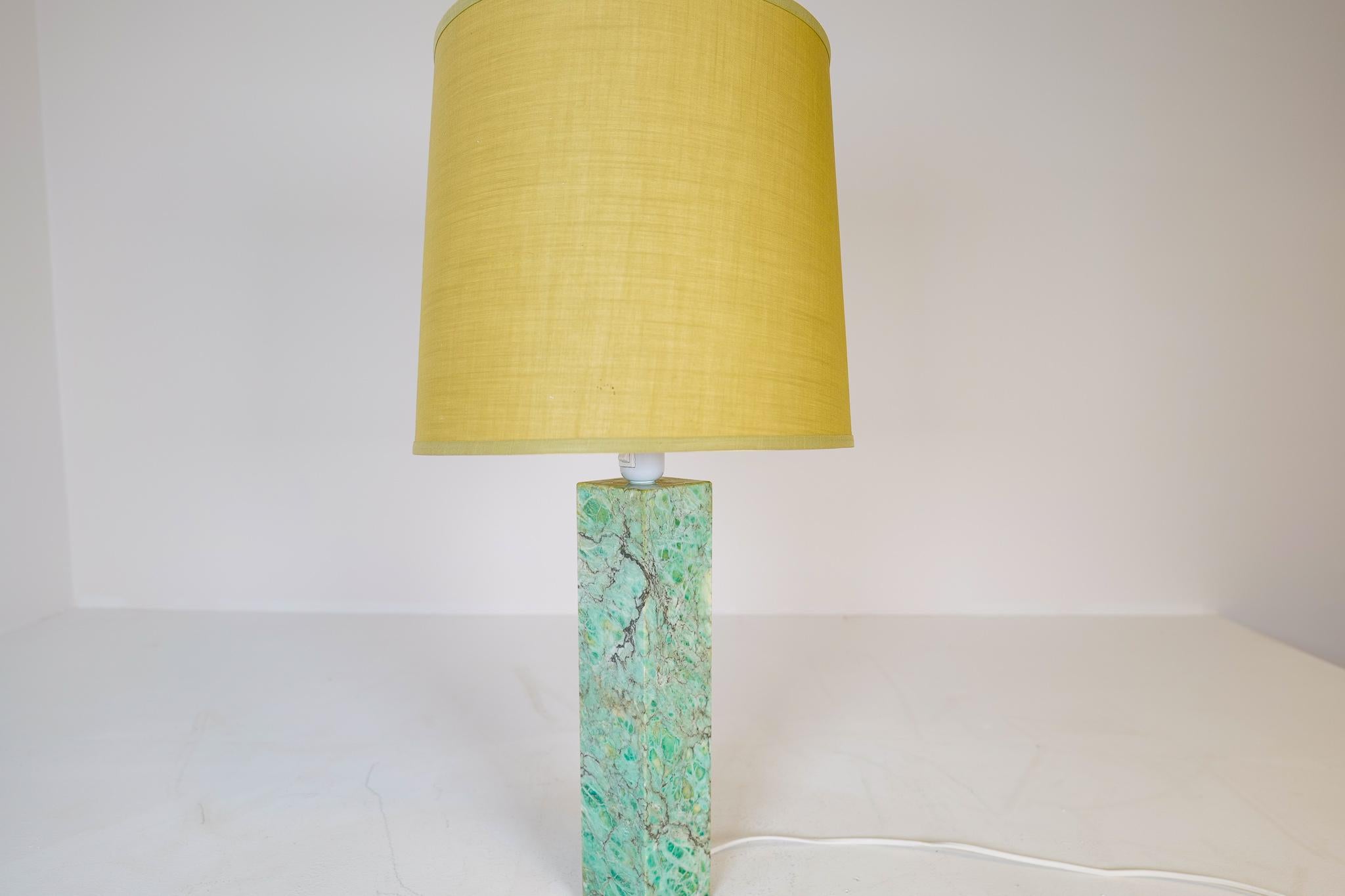 Swedish Midcentury Solid Green Marble Table Lamp Bergbom Sweden 1960s For Sale
