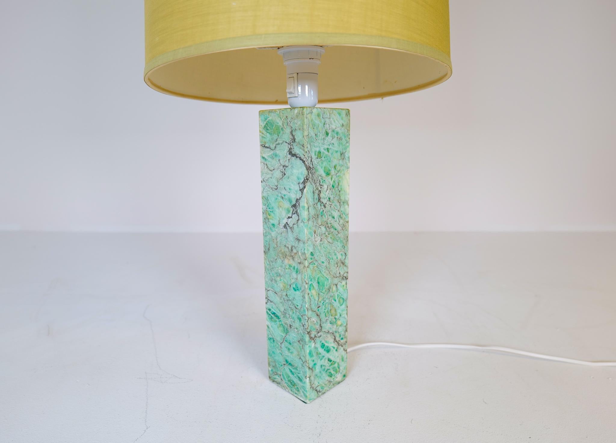 Midcentury Solid Green Marble Table Lamp Bergbom Sweden 1960s In Good Condition For Sale In Hillringsberg, SE