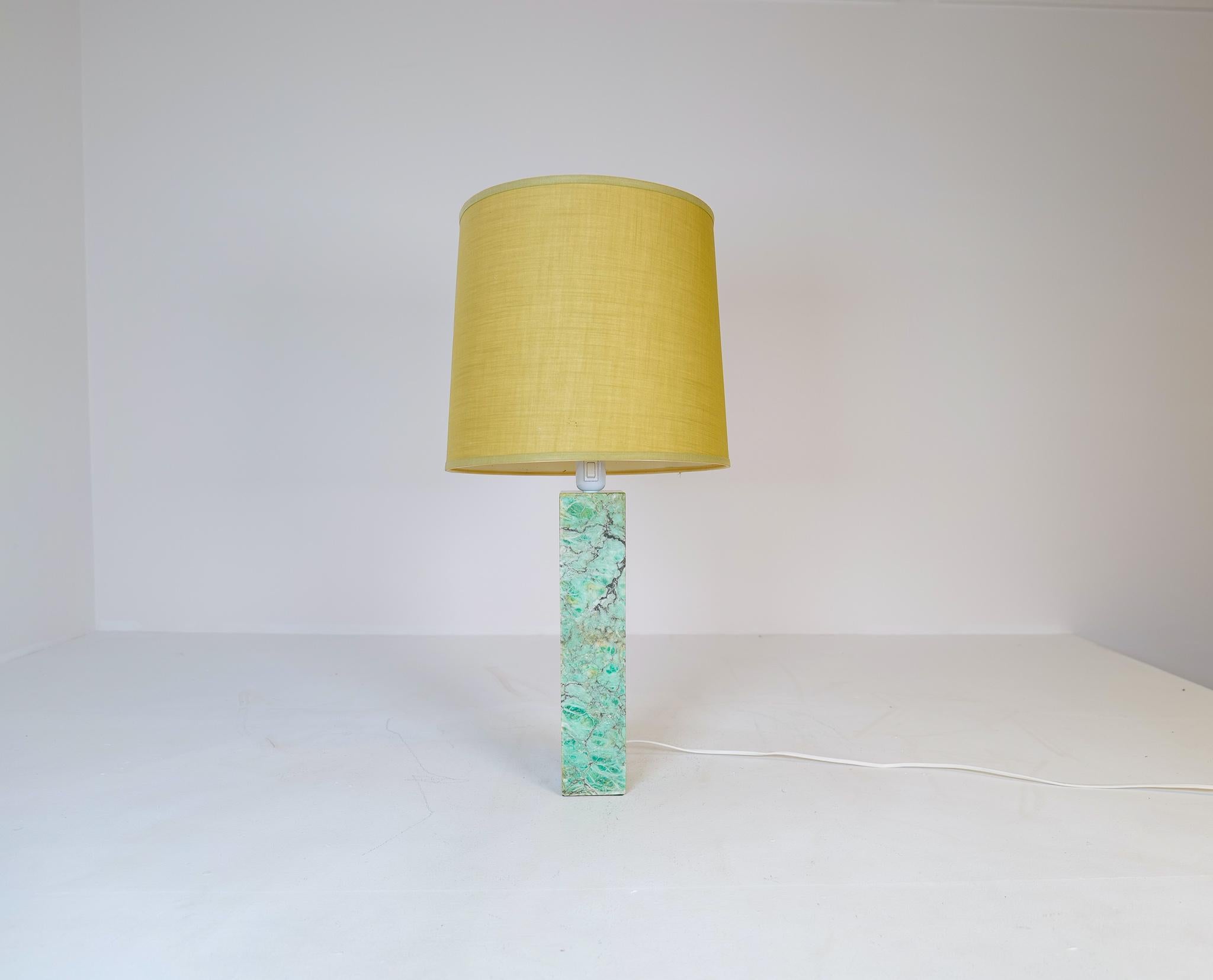 Mid-20th Century Midcentury Solid Green Marble Table Lamp Bergbom Sweden 1960s For Sale