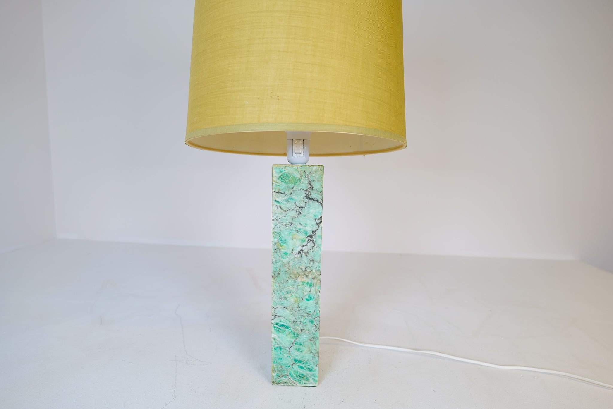 Midcentury Solid Green Marble Table Lamp Bergbom Sweden 1960s For Sale 1