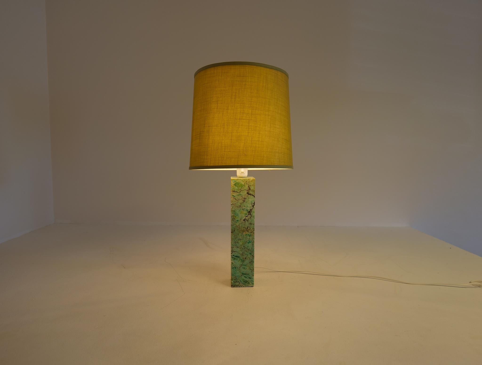 Midcentury Solid Green Marble Table Lamp Bergbom Sweden 1960s For Sale 2