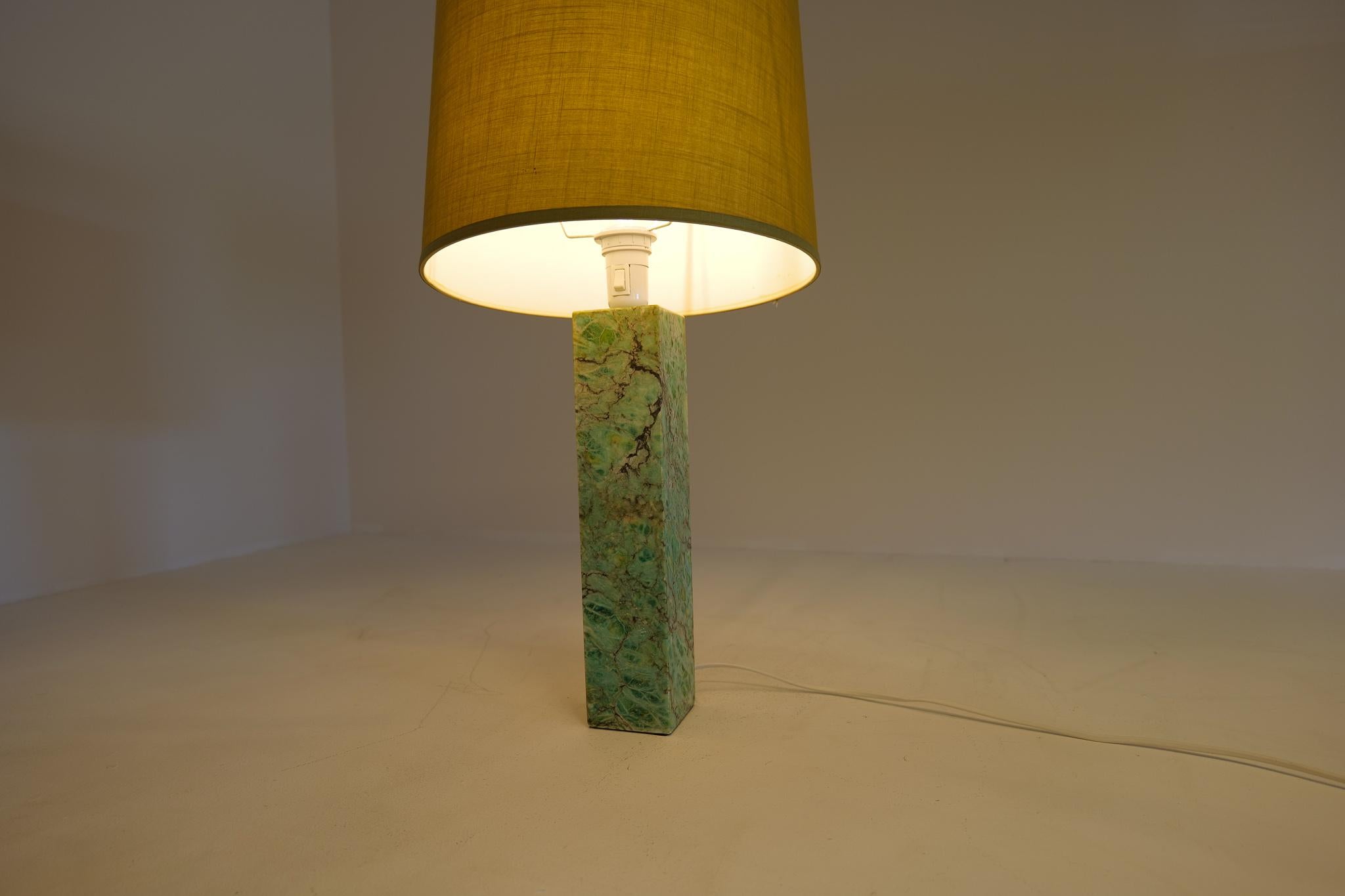 Midcentury Solid Green Marble Table Lamp Bergbom Sweden 1960s For Sale 3