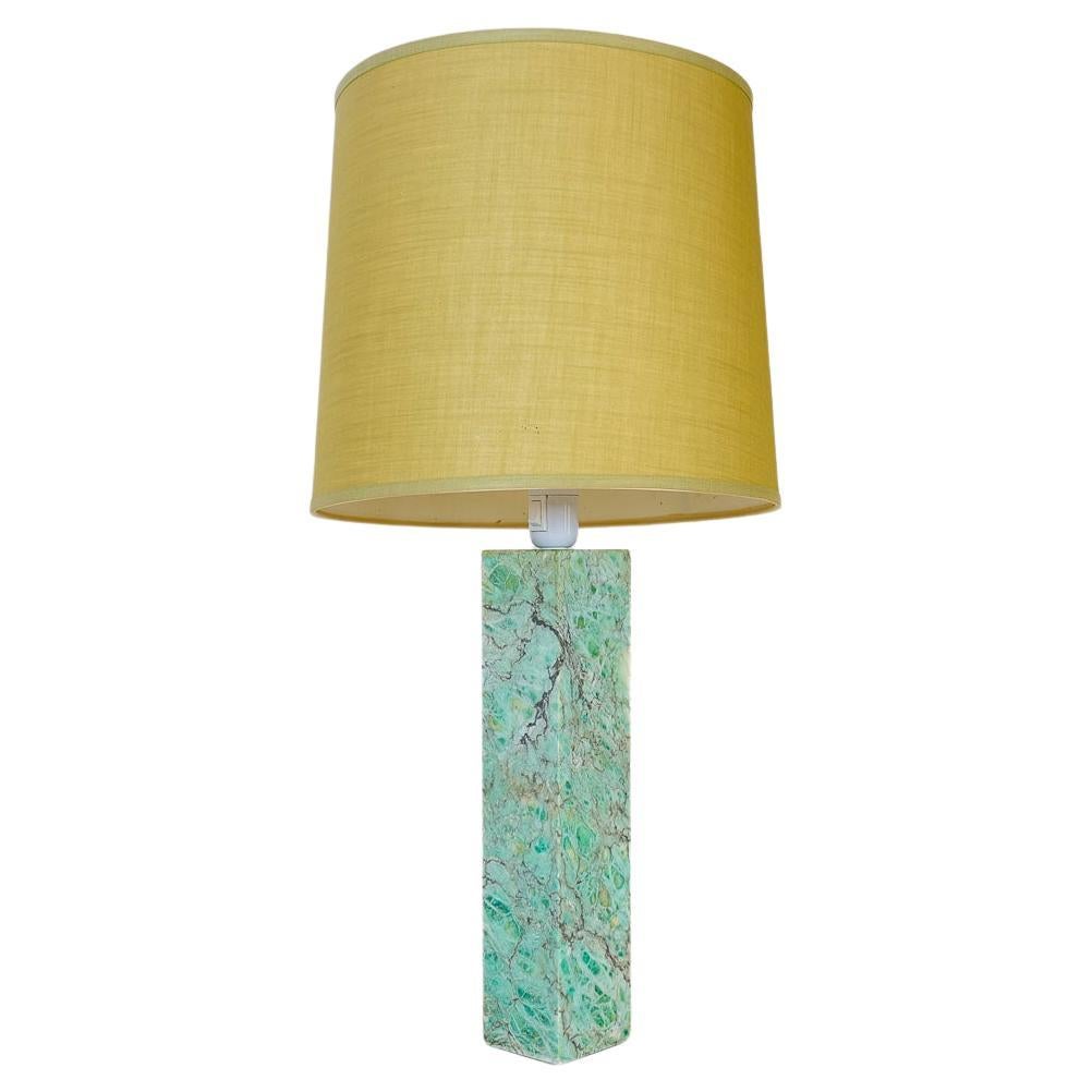 Midcentury Solid Green Marble Table Lamp Bergbom Sweden 1960s