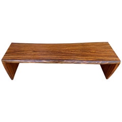 Midcentury Solid Rosewood Studio Craft Coffee Table Bench Style of Nakashima