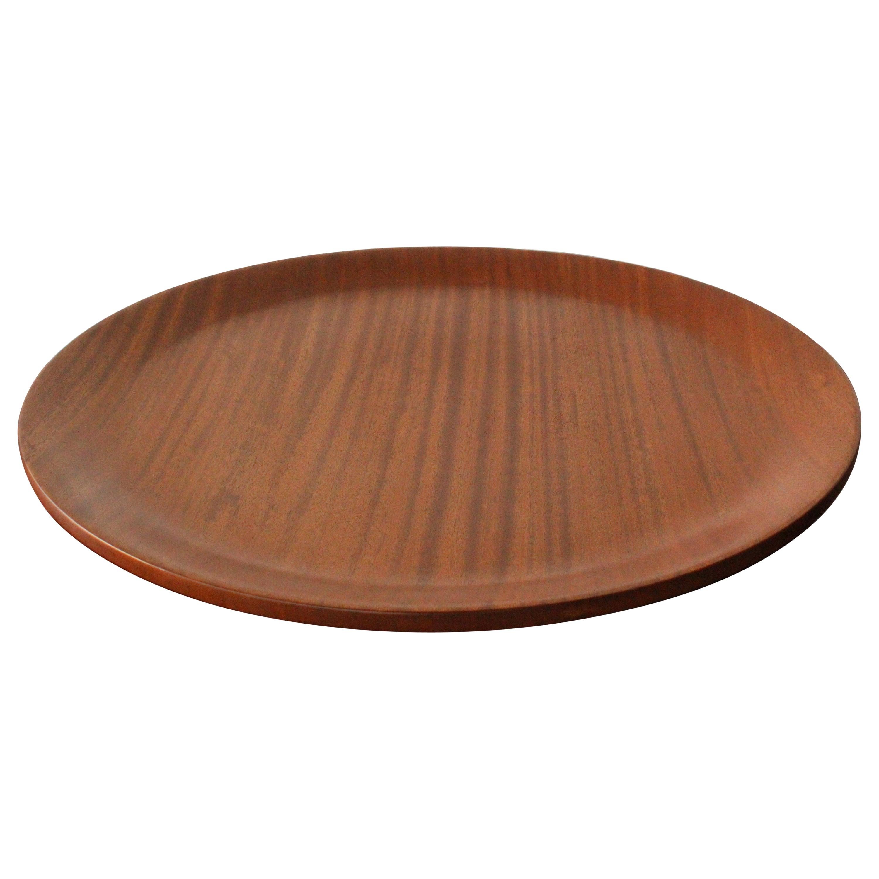 Midcentury Solid Teak Carved Center Bowl, Denmark, 1960s