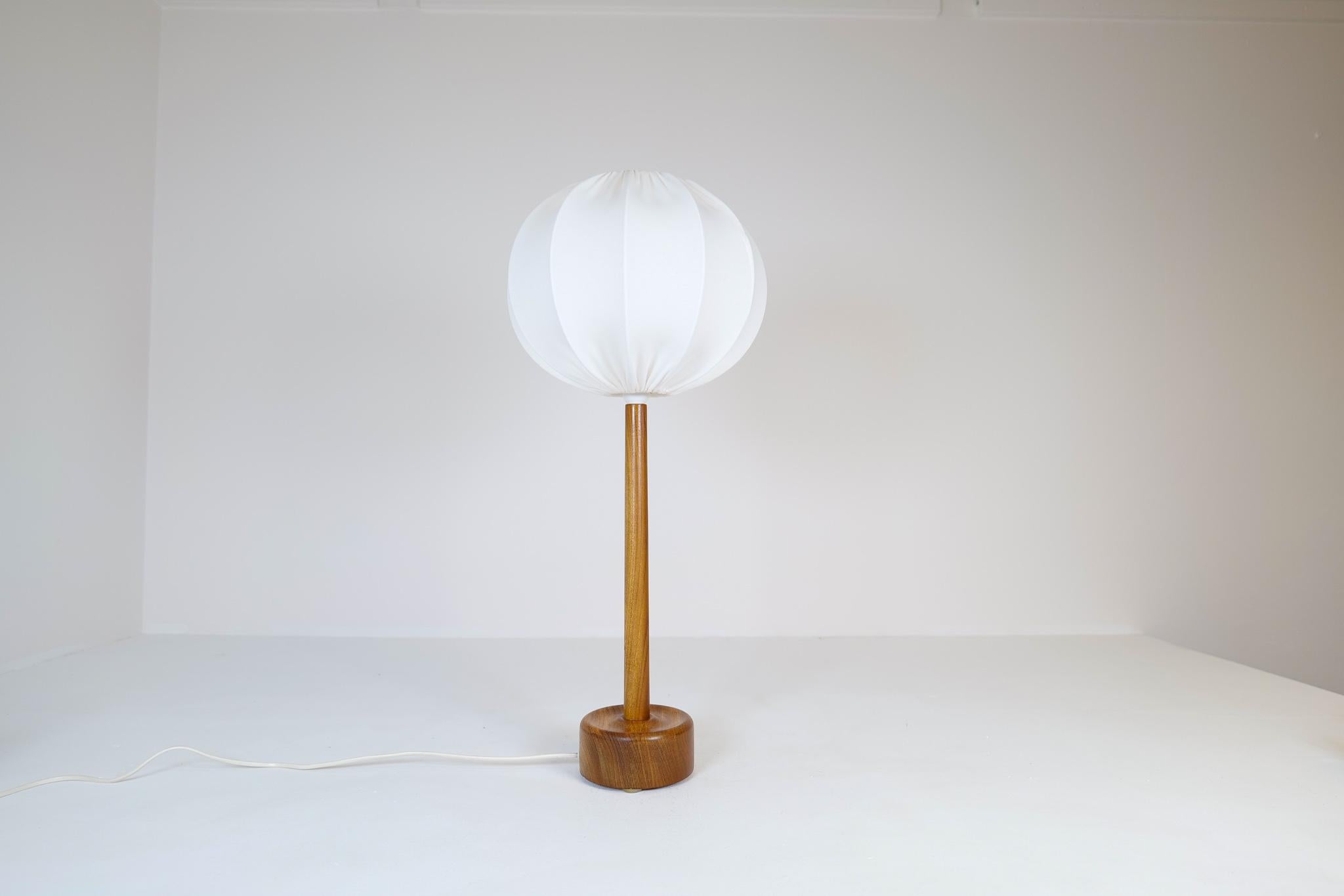 Swedish Midcentury Solid Teak Table Lamp 1960s Sweden For Sale