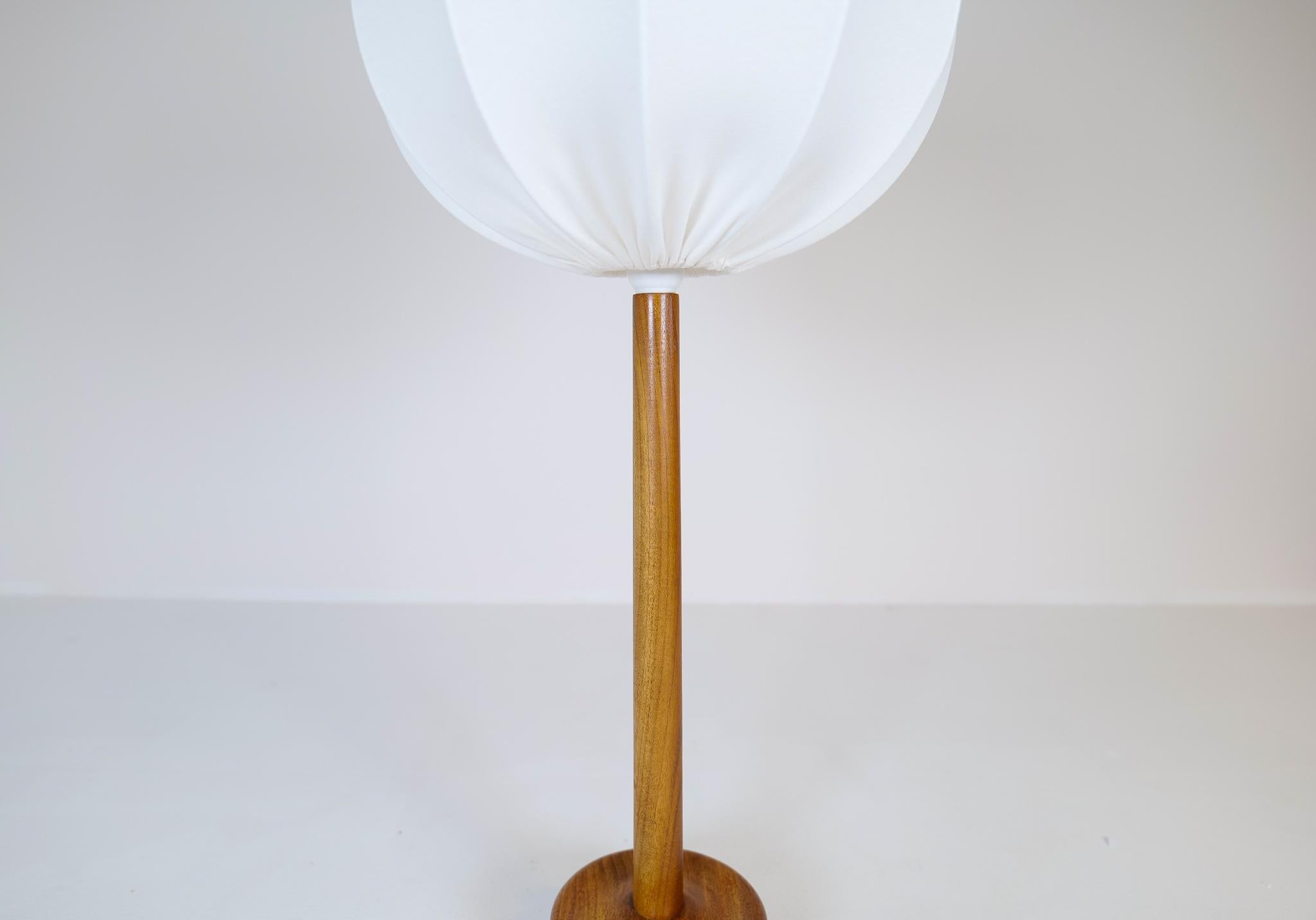 Midcentury Solid Teak Table Lamp 1960s Sweden For Sale 1