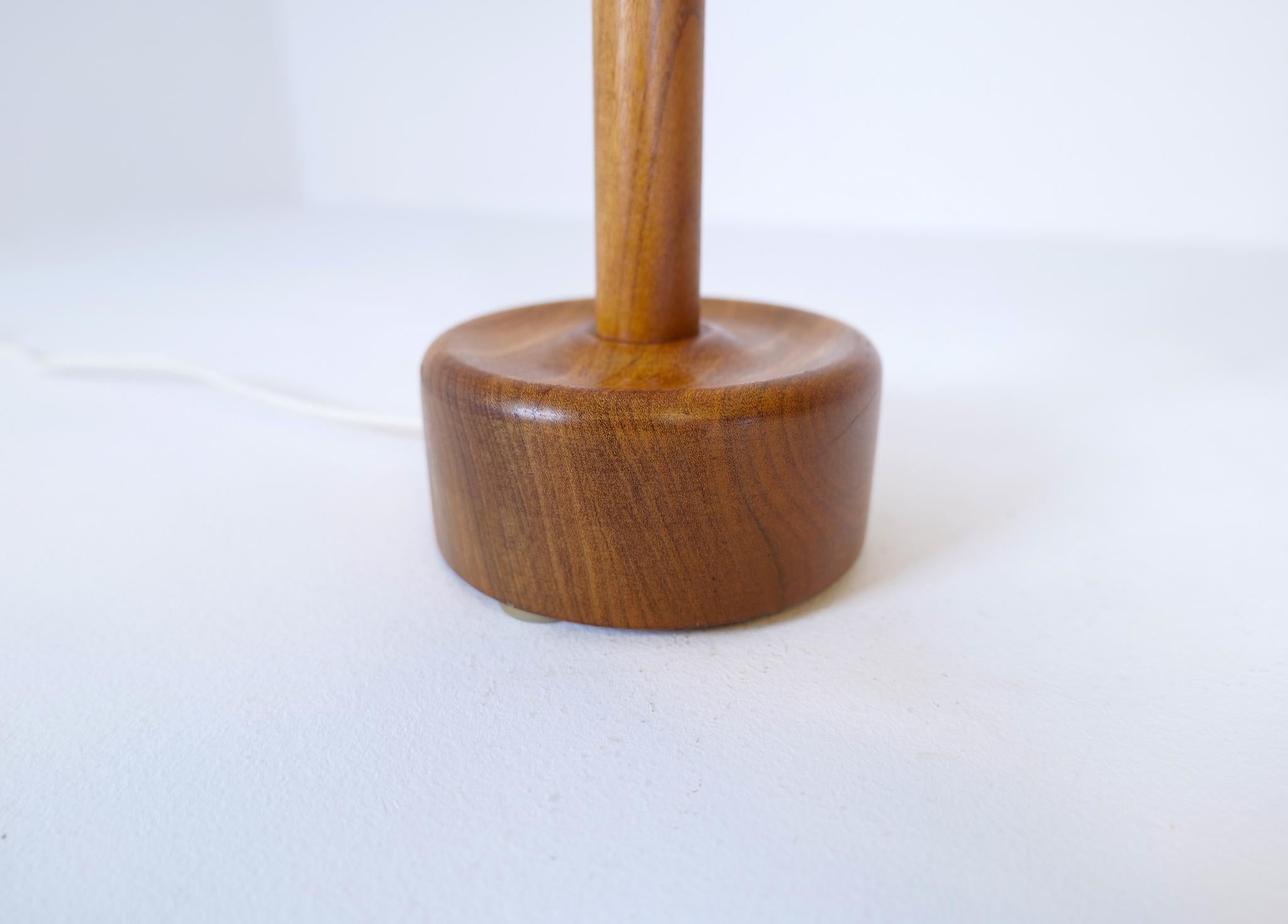 Midcentury Solid Teak Table Lamp 1960s Sweden For Sale 2