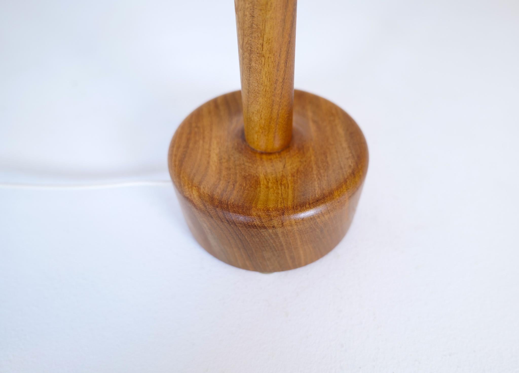 Midcentury Solid Teak Table Lamp 1960s Sweden For Sale 3