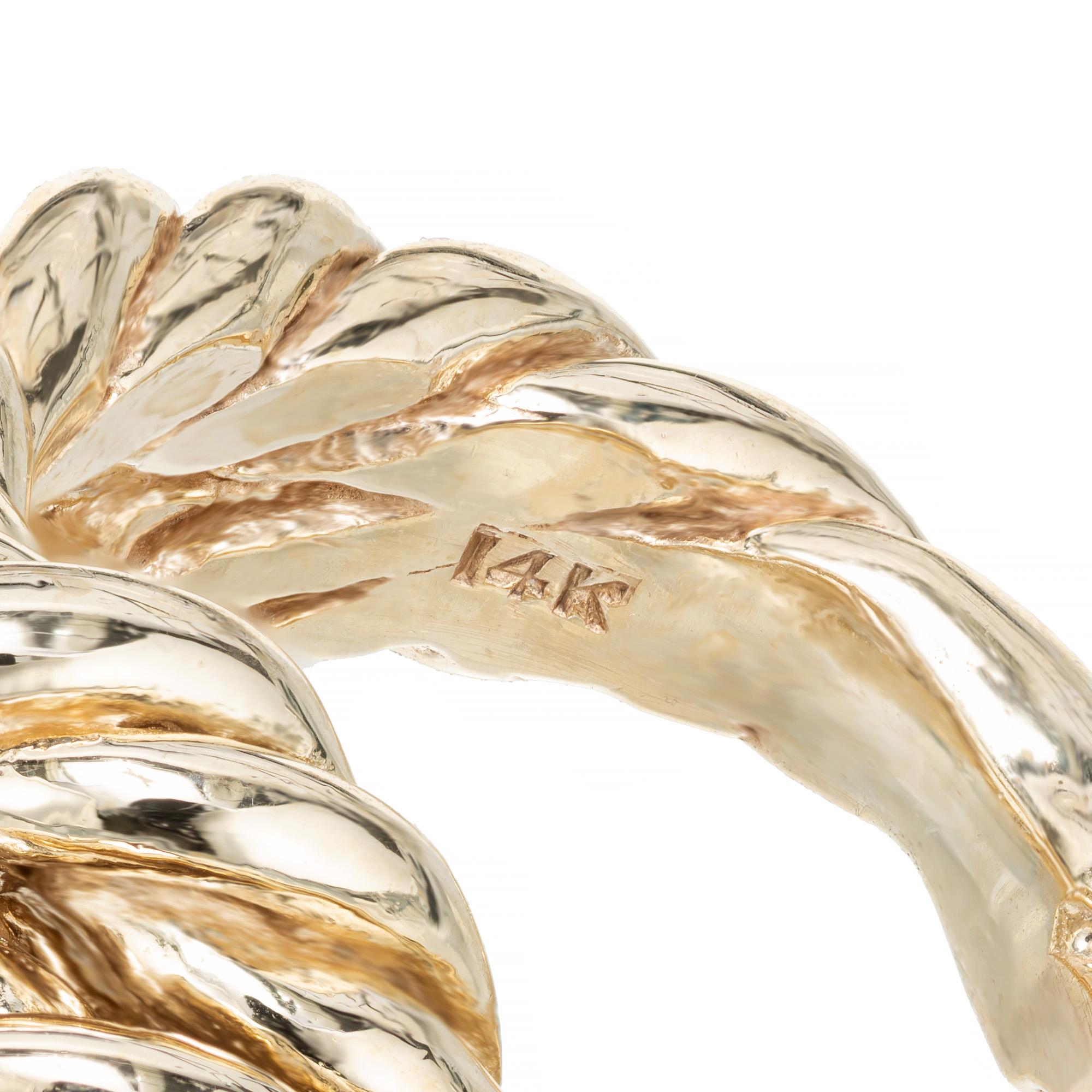 Women's Midcentury Solid Twisted Wire Gold Knot Cocktail Ring