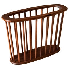 Midcentury Solid Walnut Spindle Magazine Rack Stand by Arthur Umanoff