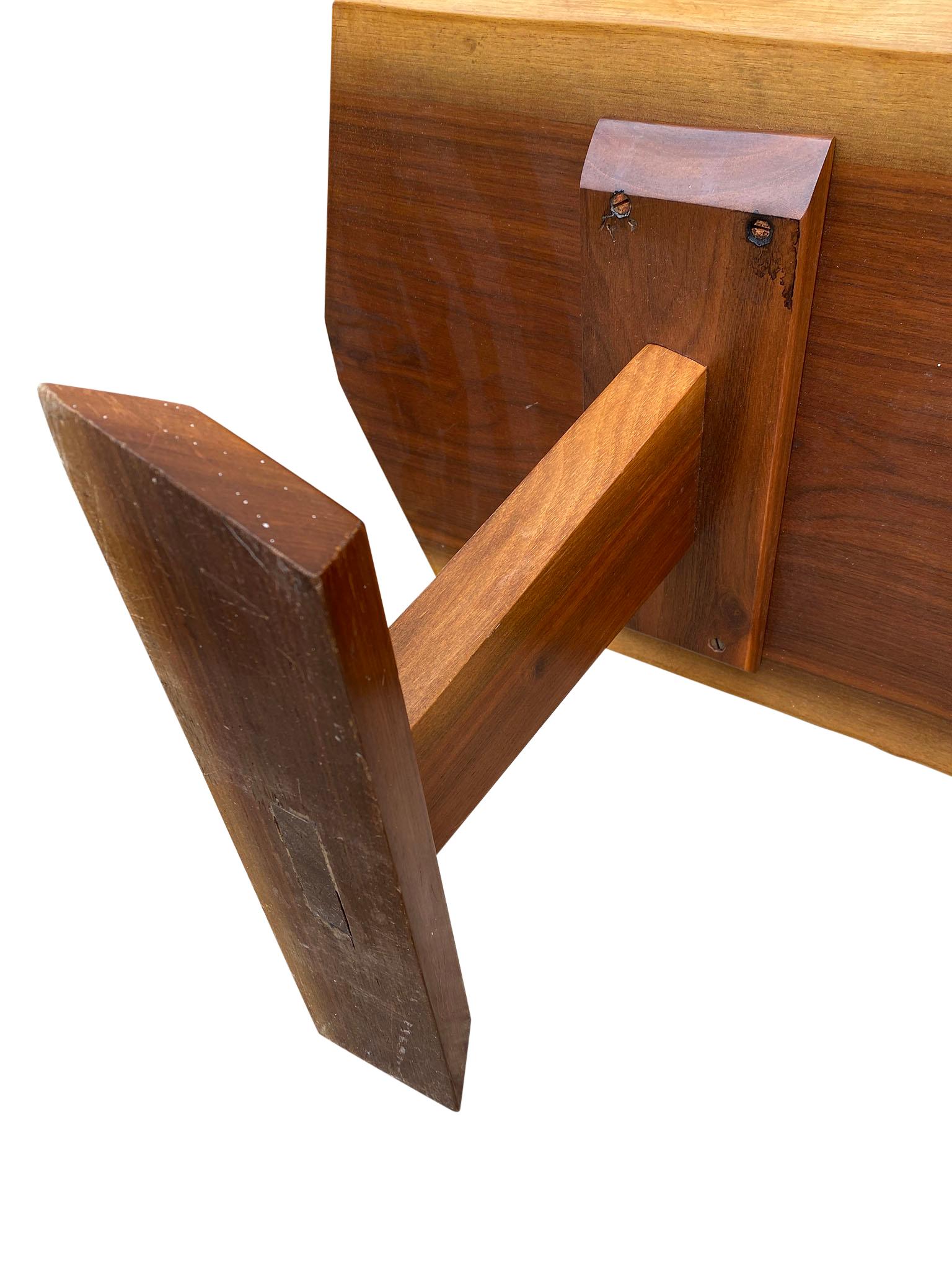 Midcentury Solid Walnut Studio Craft Coffee Table Bench Style of Nakashima 1