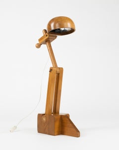 Midcentury Solid Wood Adjustable Table Lamp by Paolo Pallucco, Italy 1960s