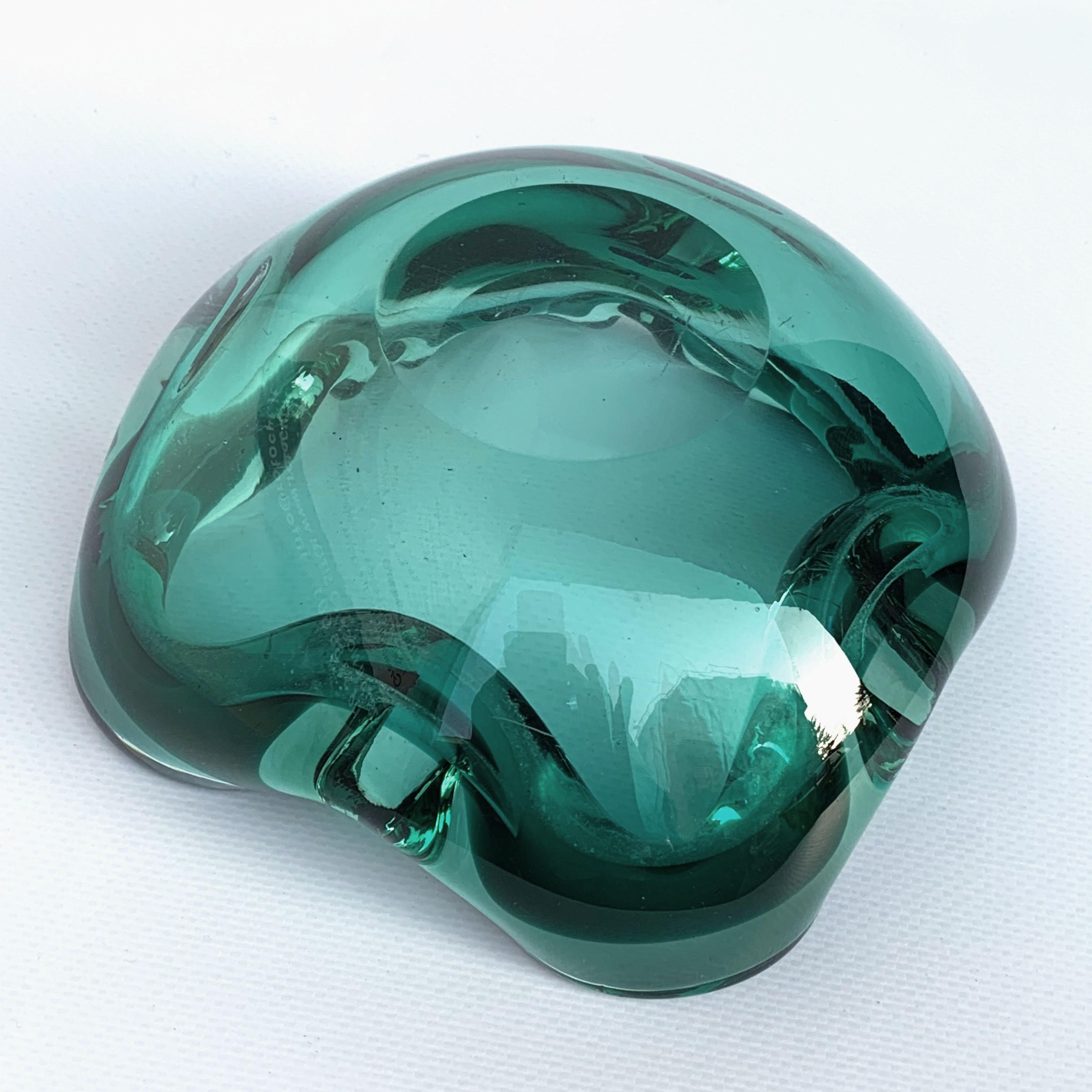 20th Century Midcentury Sommerso Murano Green Glass Italian Decorative Bowl, 1960s