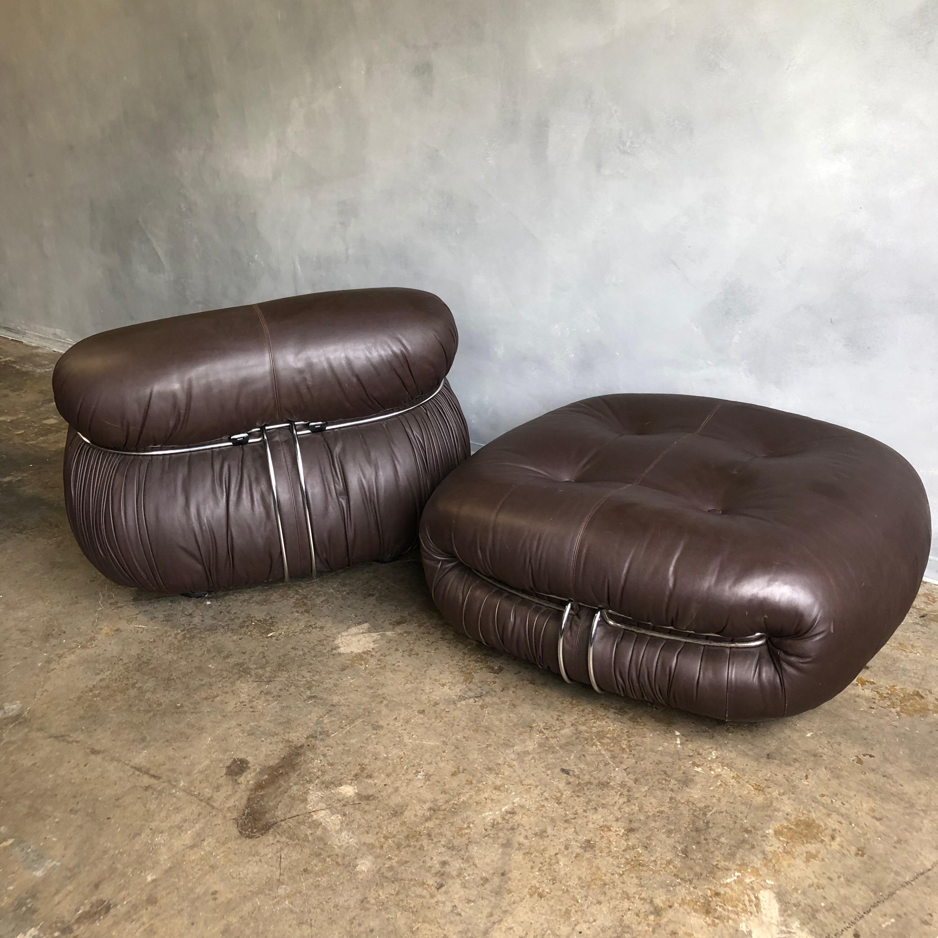 Midcentury Soriana Lounge Chair and Ottoman by Tobia Scarpa for Cassina In Good Condition In BROOKLYN, NY
