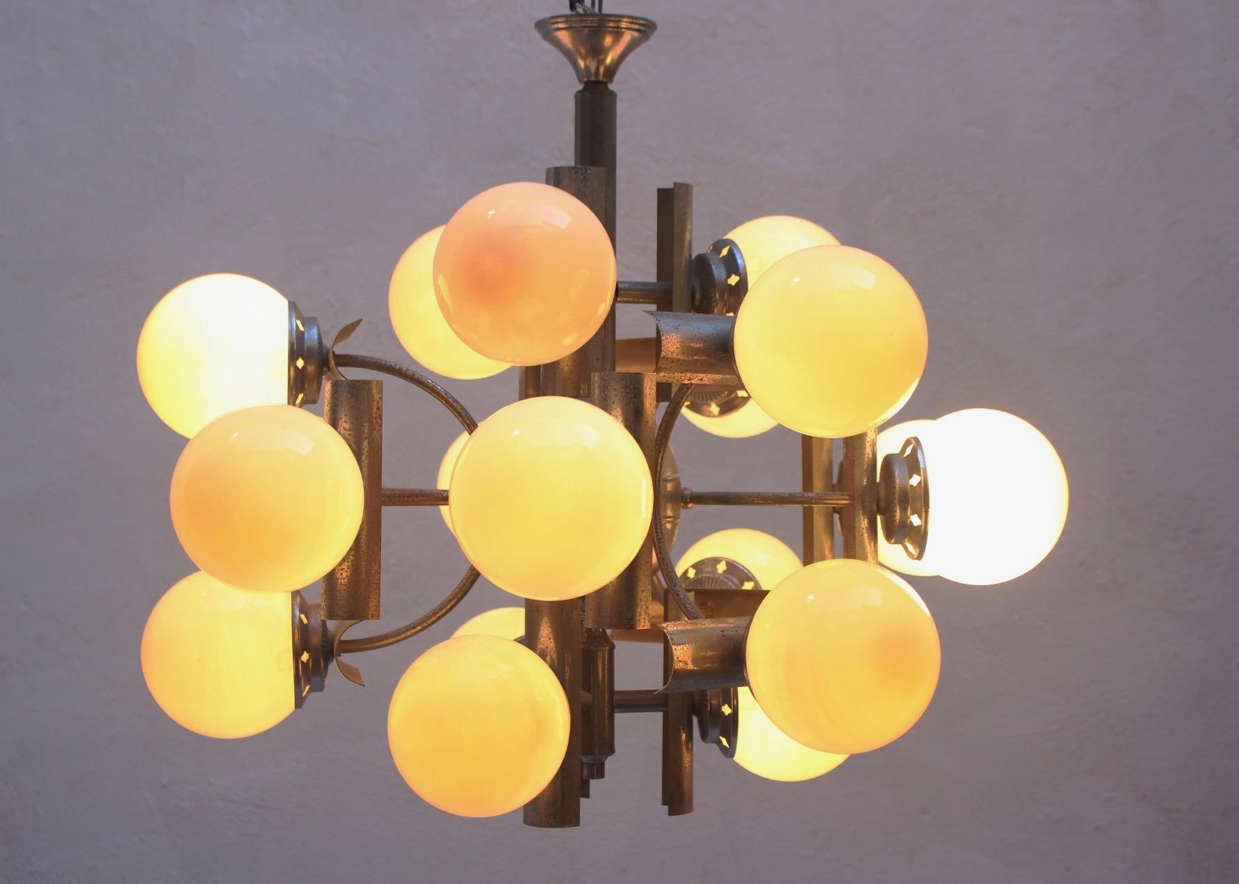 Spanish Midcentury Space Age 18 lights Chandelier. Spain, 1960s For Sale