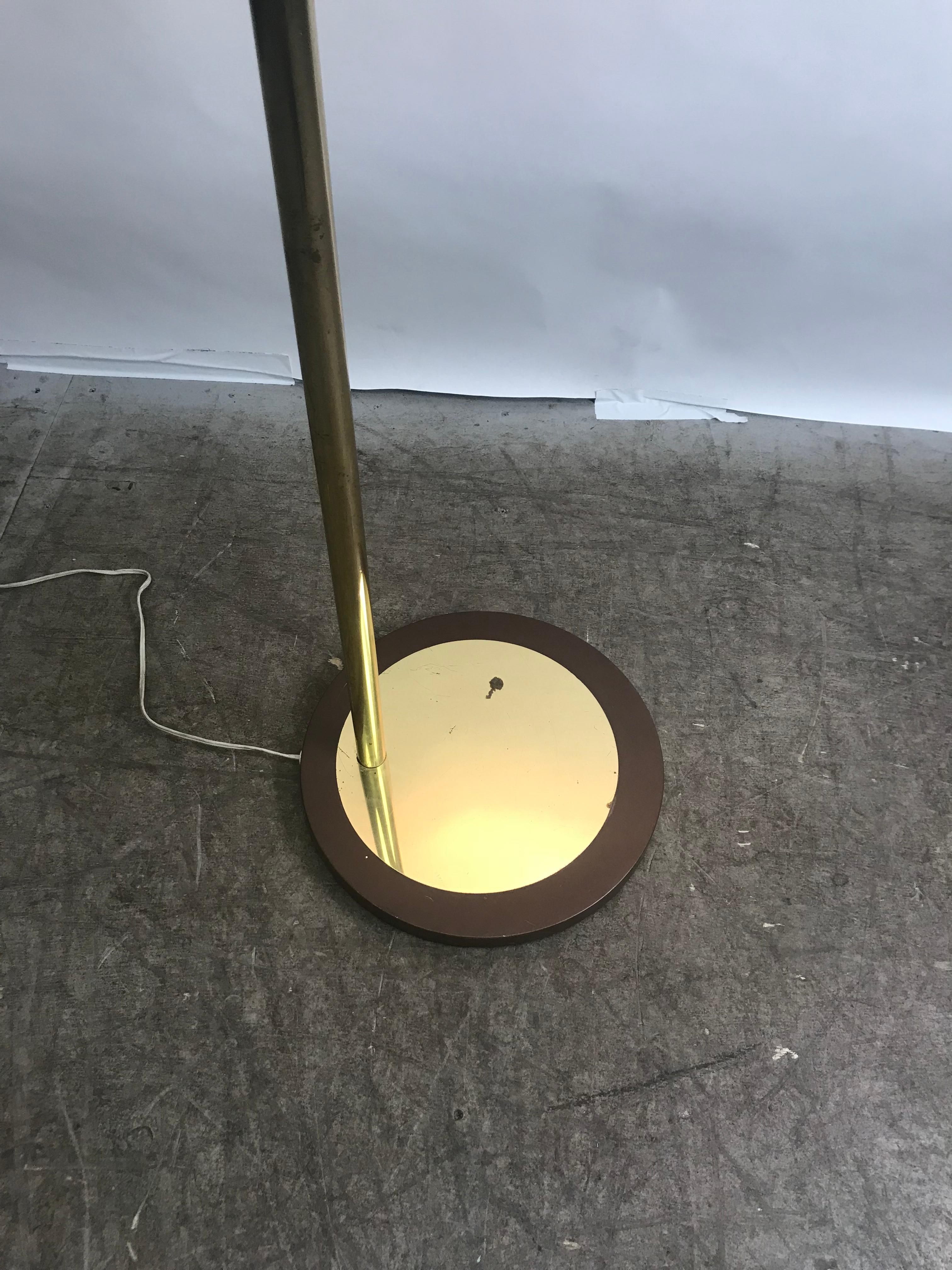 American Midcentury Space Age Brass Floor Lamp with Three Pivoting Head after Regggiani For Sale
