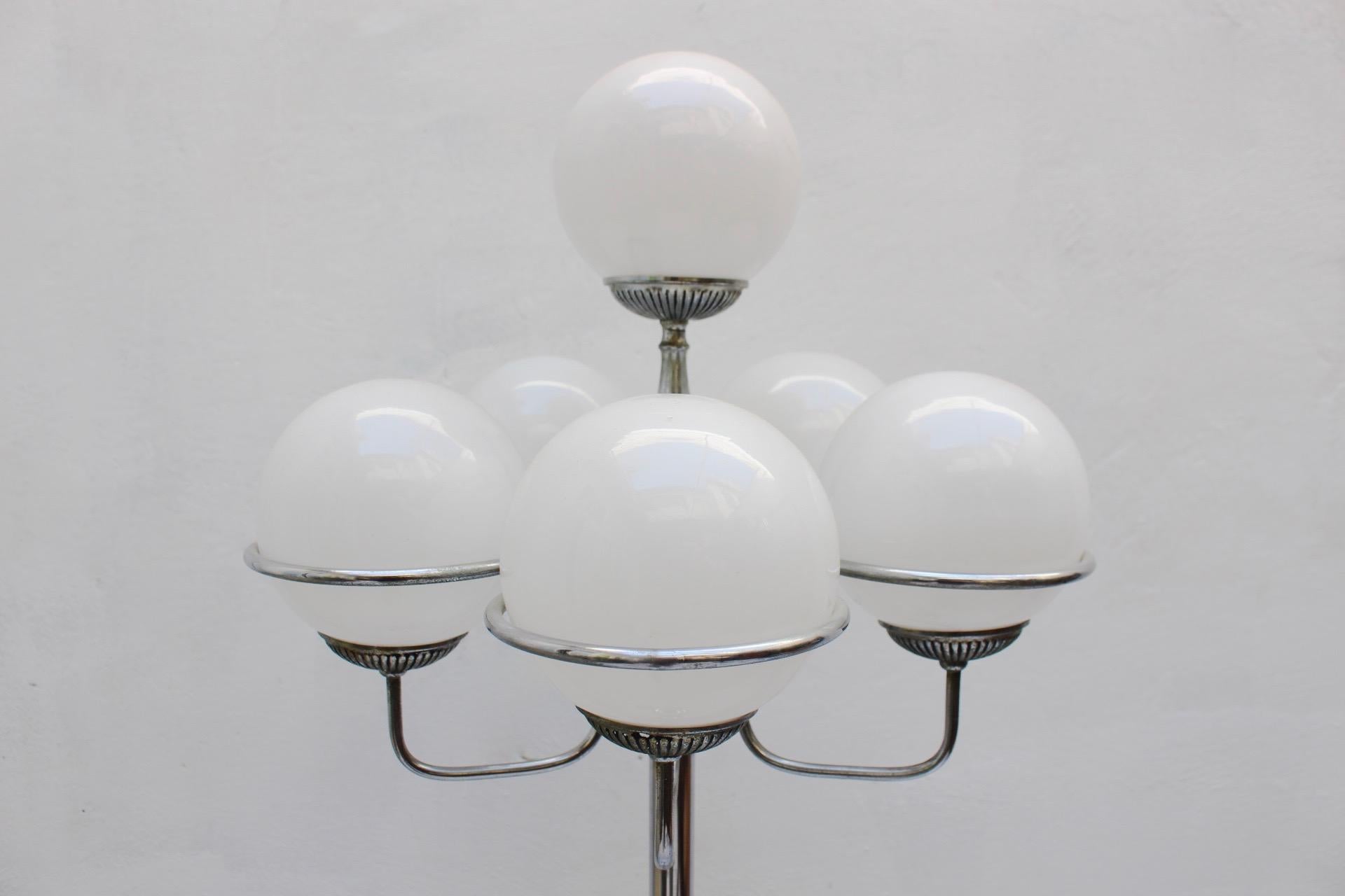 Mid-Century Modern Midcentury Space Age Chrome 6-Lights Floor Lamp, 1960s For Sale