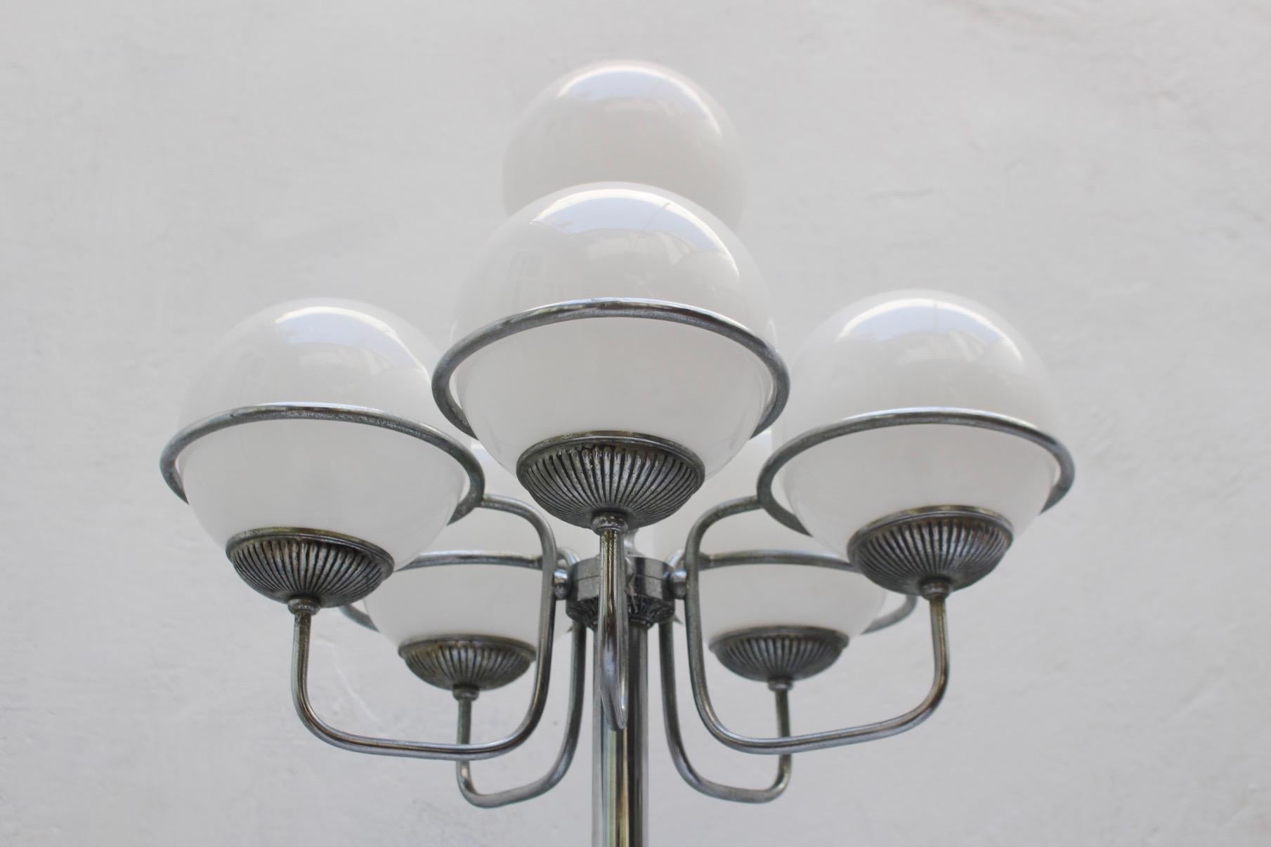 Mid-20th Century Midcentury Space Age Chrome 6-Lights Floor Lamp, 1960s For Sale