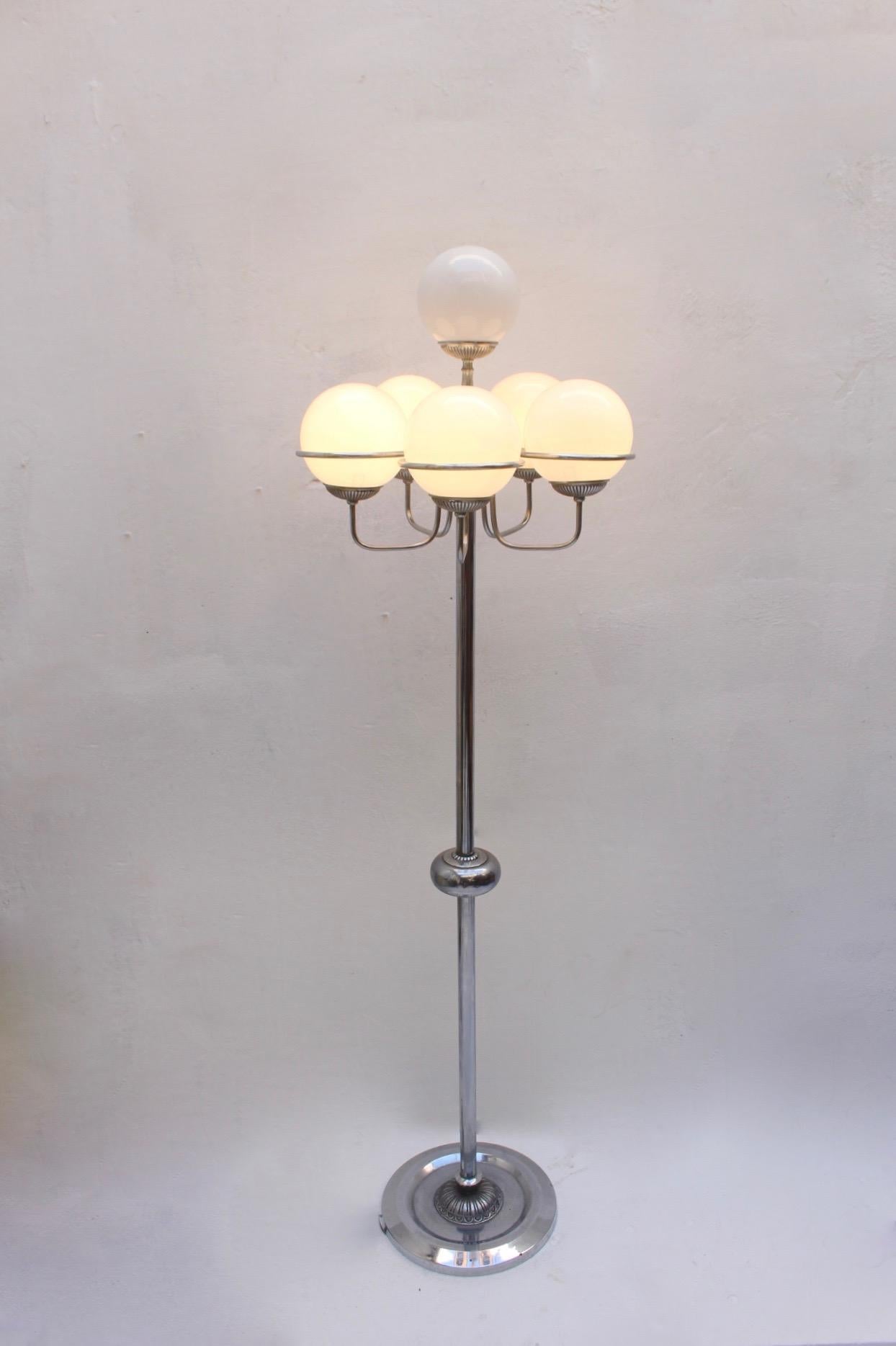 Midcentury Space Age Chrome 6-Lights Floor Lamp, 1960s For Sale 1
