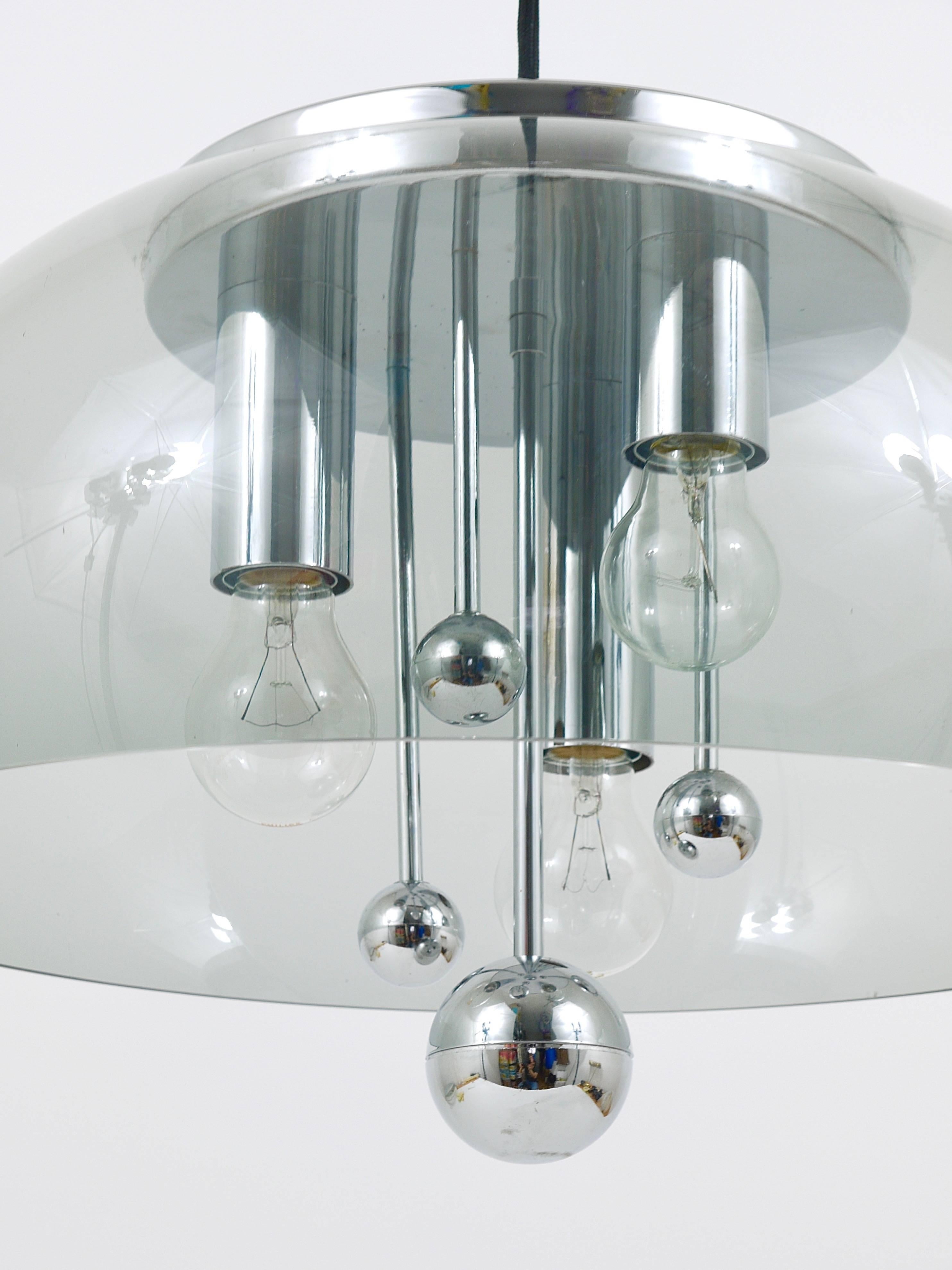 Midcentury Space Age Globe Pendant Lamp with Chromed Spheres, Germany, 1970s For Sale 8