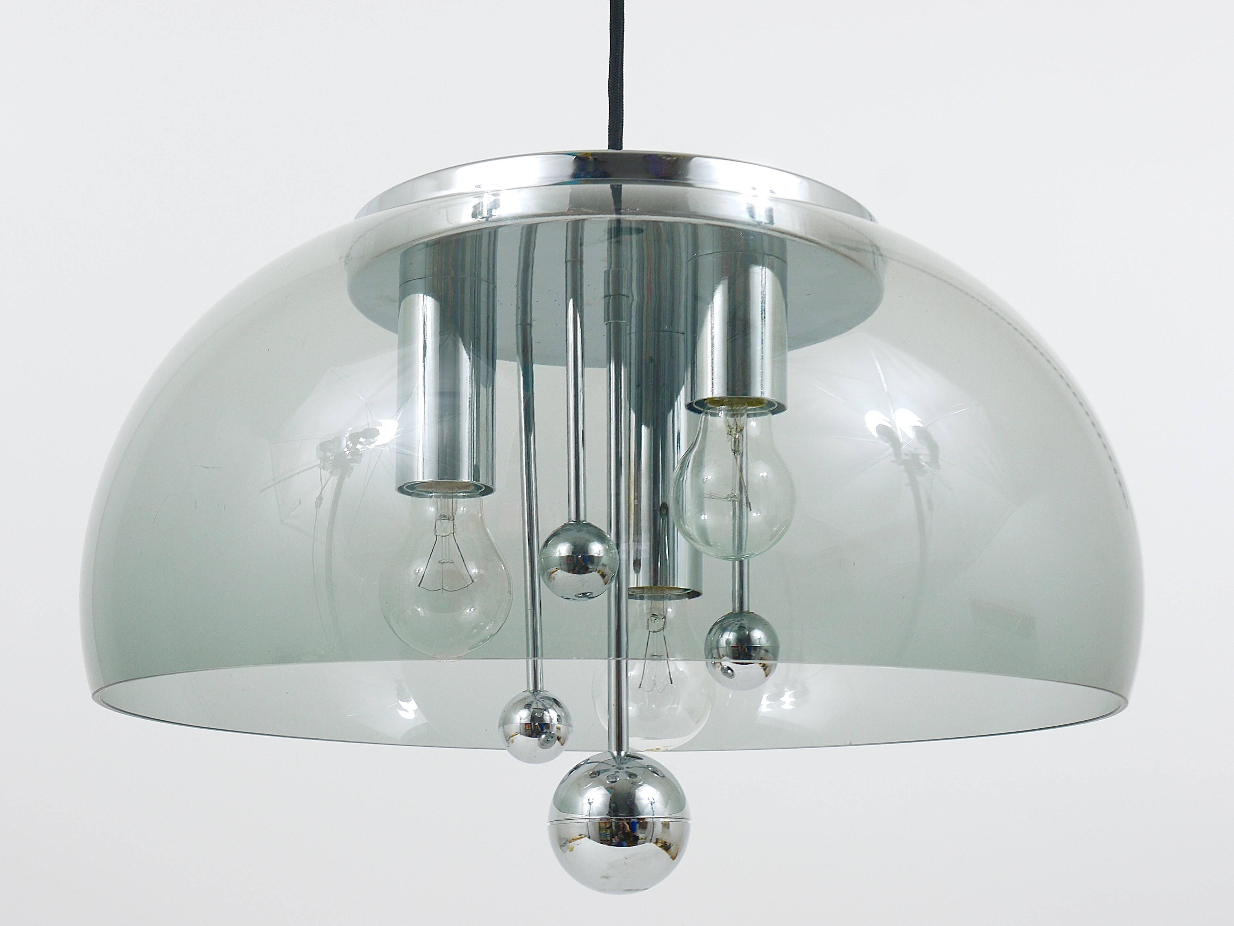 Midcentury Space Age Globe Pendant Lamp with Chromed Spheres, Germany, 1970s For Sale 9