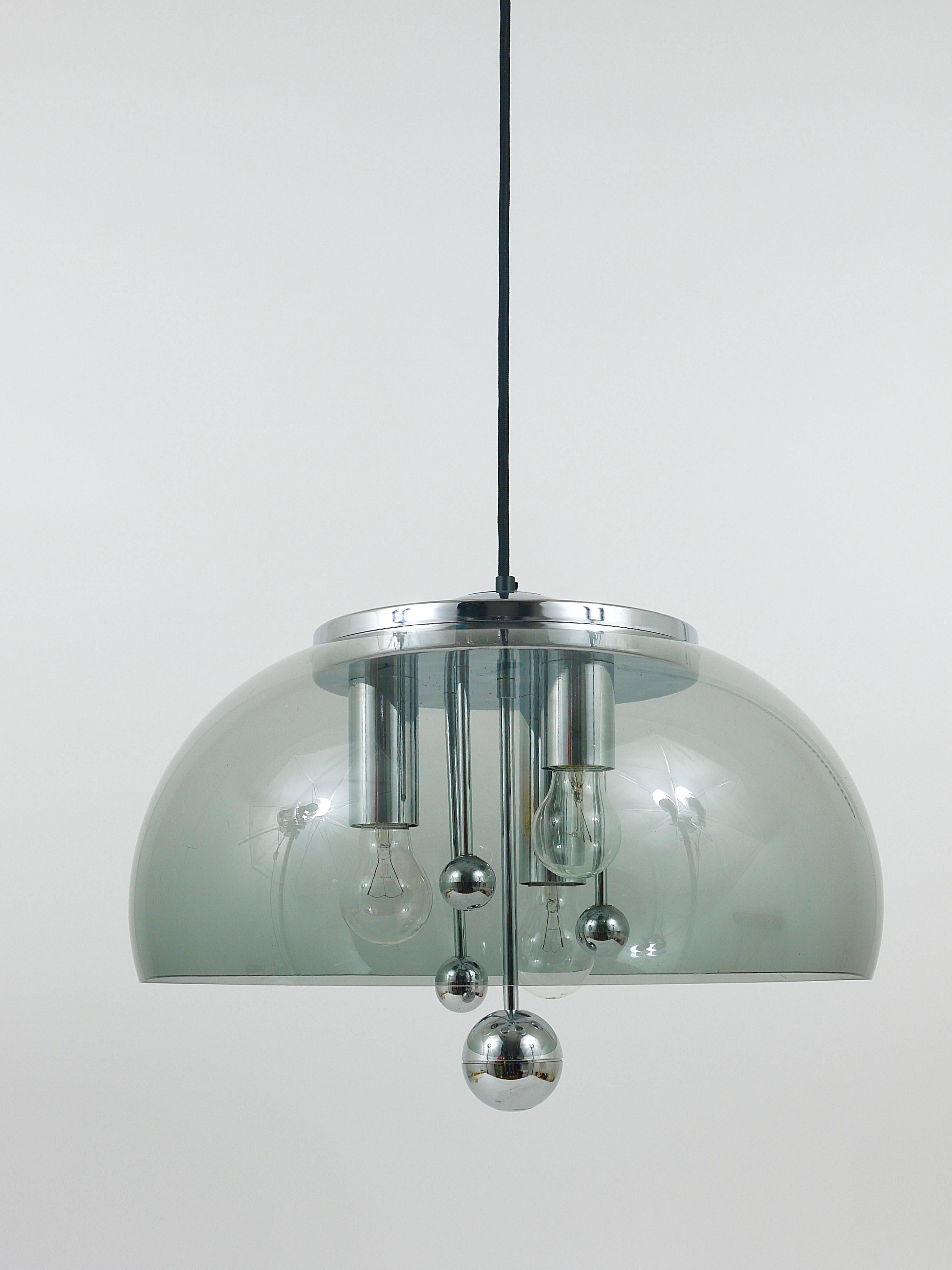 Midcentury Space Age Globe Pendant Lamp with Chromed Spheres, Germany, 1970s For Sale 10