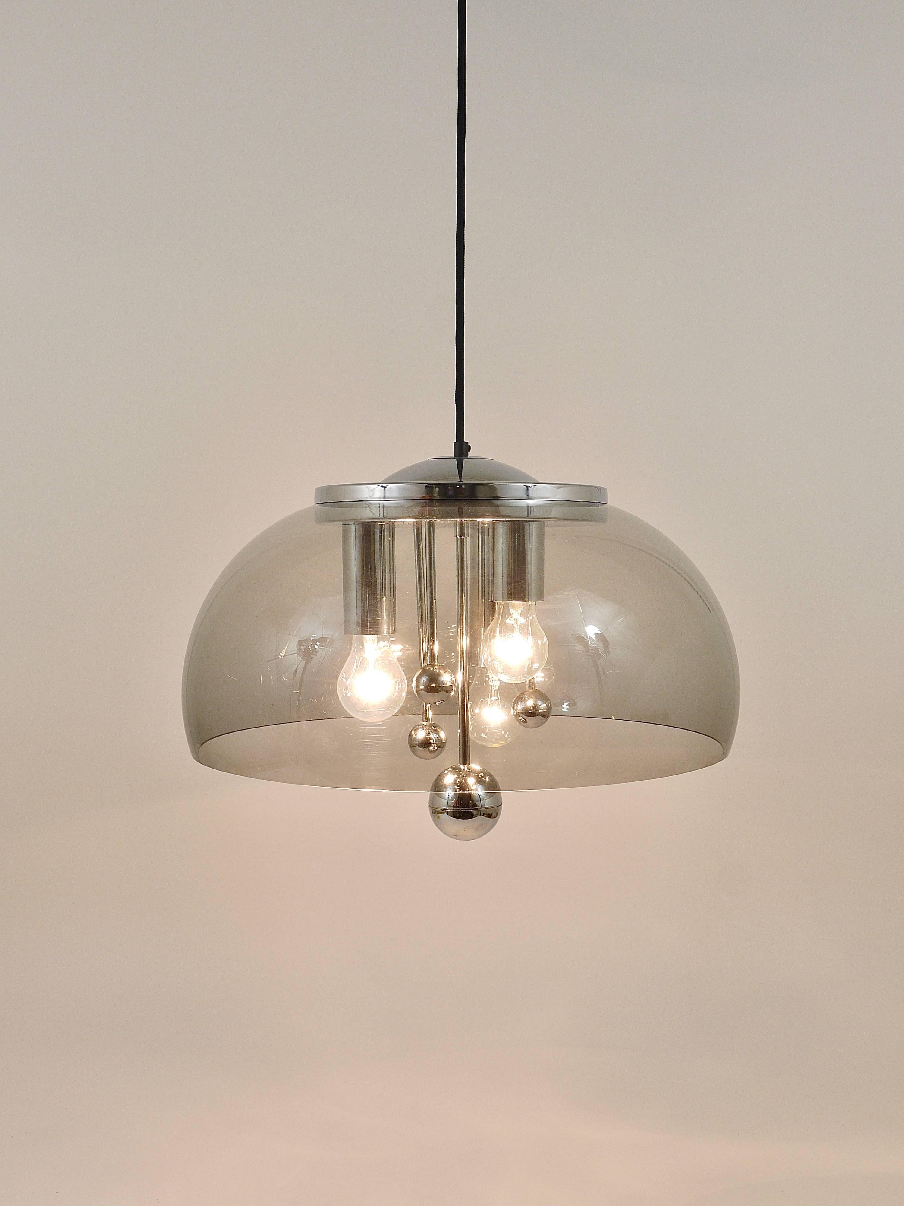 Midcentury Space Age Globe Pendant Lamp with Chromed Spheres, Germany, 1970s For Sale 12