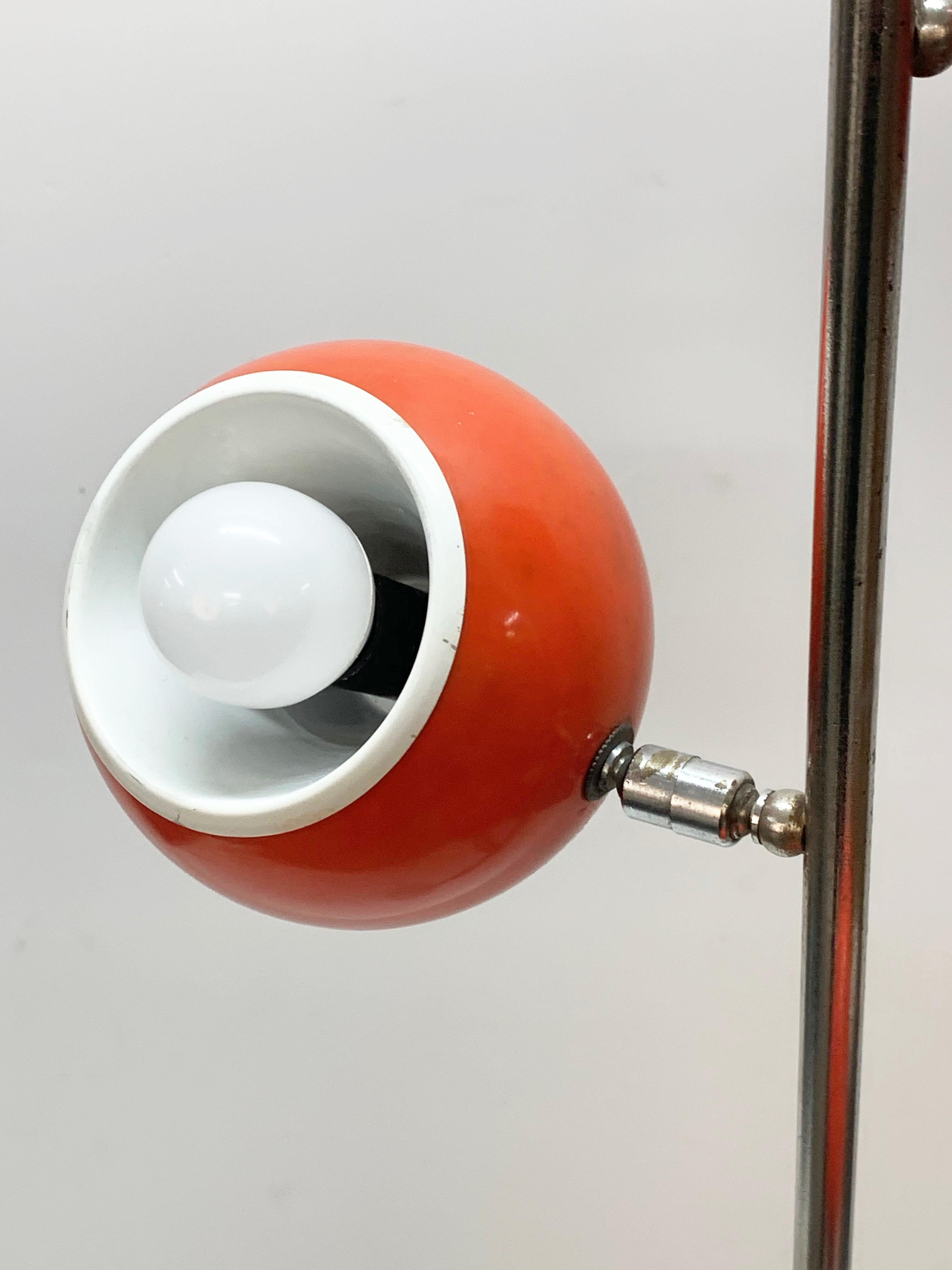 Midcentury Space Age Lacquered Orange Aluminium Luci Italia Floor Lamp, 1970s 2