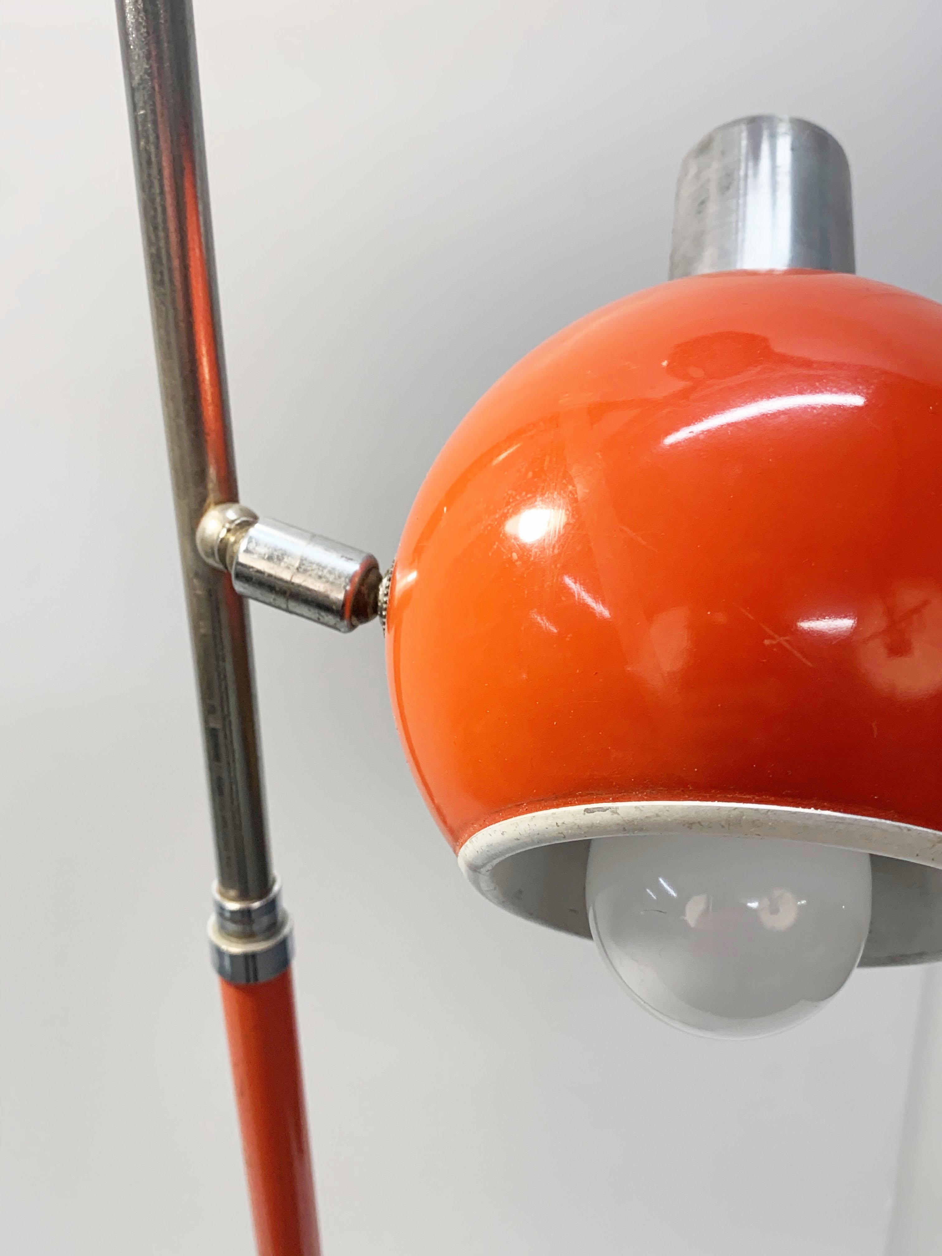 Midcentury Space Age Lacquered Orange Aluminium Luci Italia Floor Lamp, 1970s 8