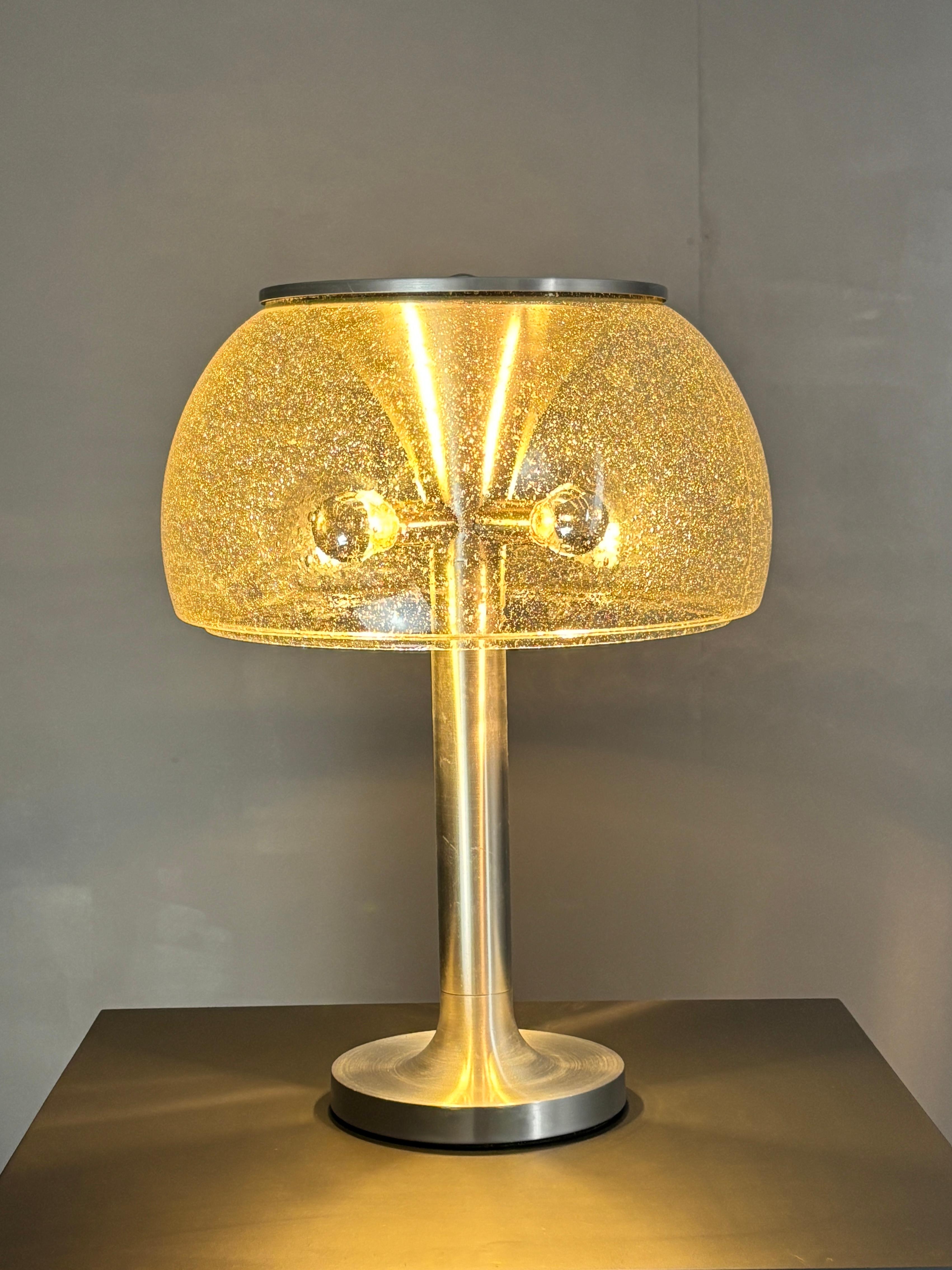 Midcentury space age large glass mushroom table lamprey Temde, 1960s For Sale 5