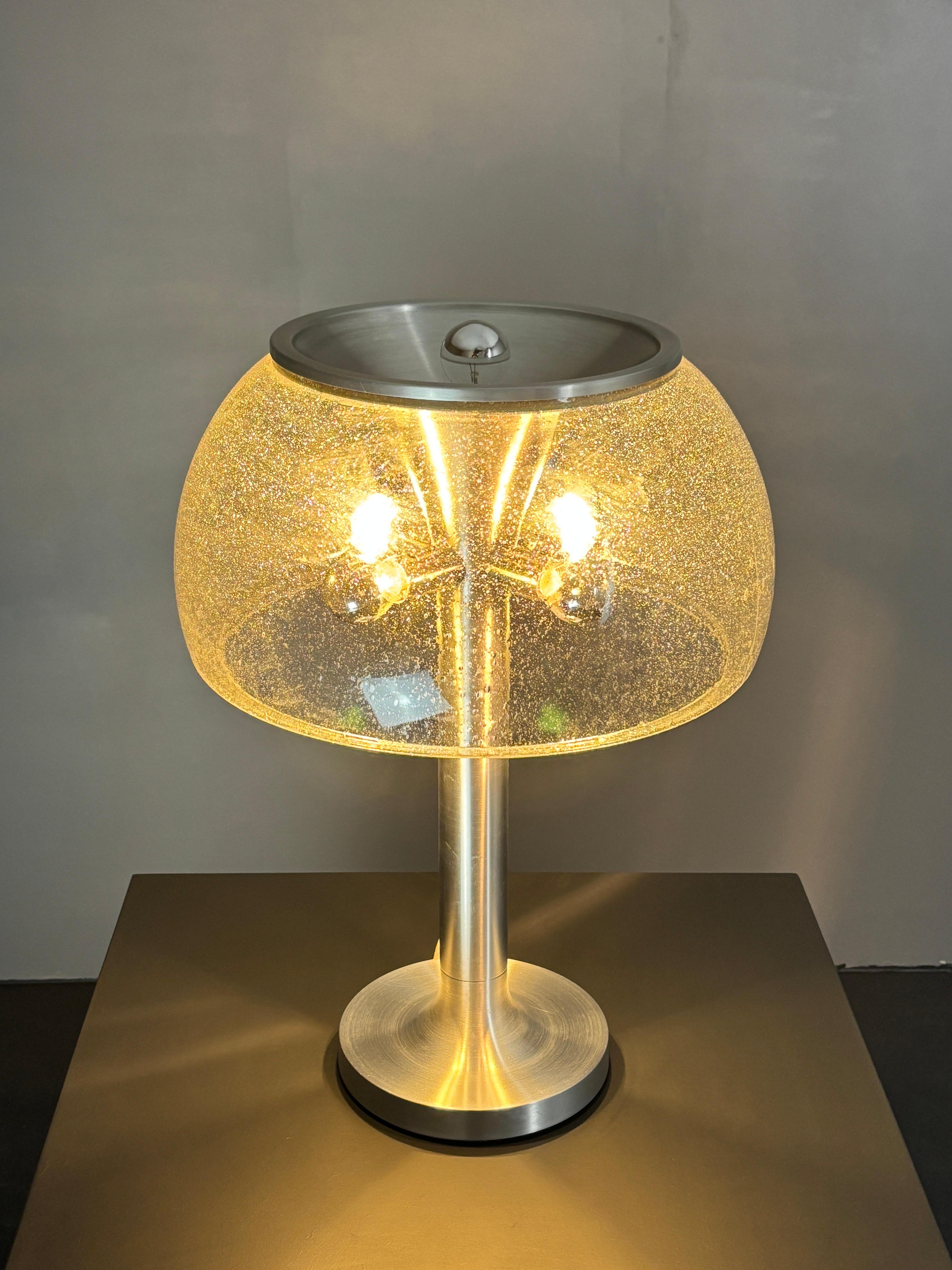 Midcentury space age large glass mushroom table lamprey Temde, 1960s For Sale 6